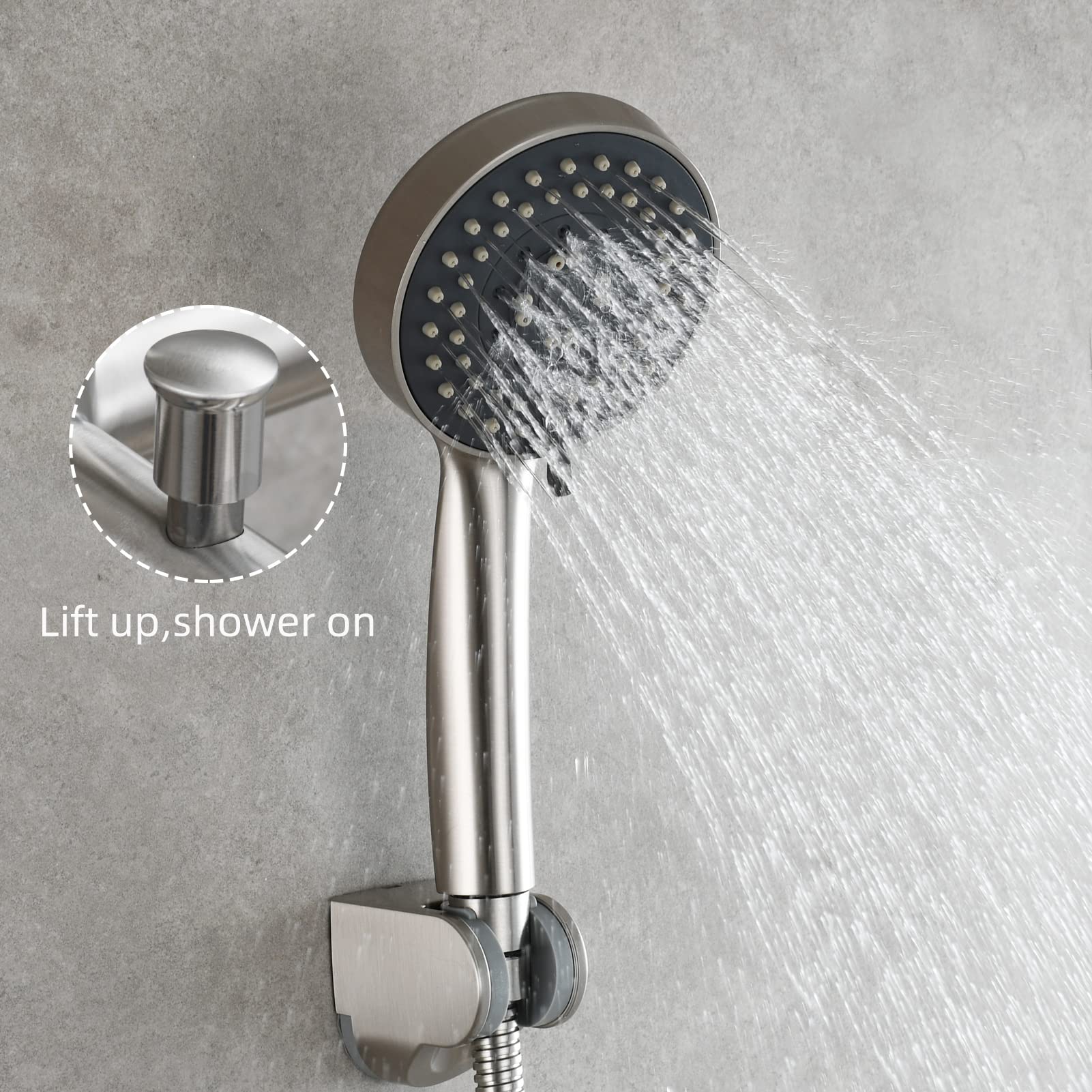 Tecmolog Aufputz Einhebel Wannenmischer-Dusche Set Edelstahl Badewannenarmatur mit Handbrause und Duschschlauch 1.5 m, Gebürstetes Nickel, SNA516F3