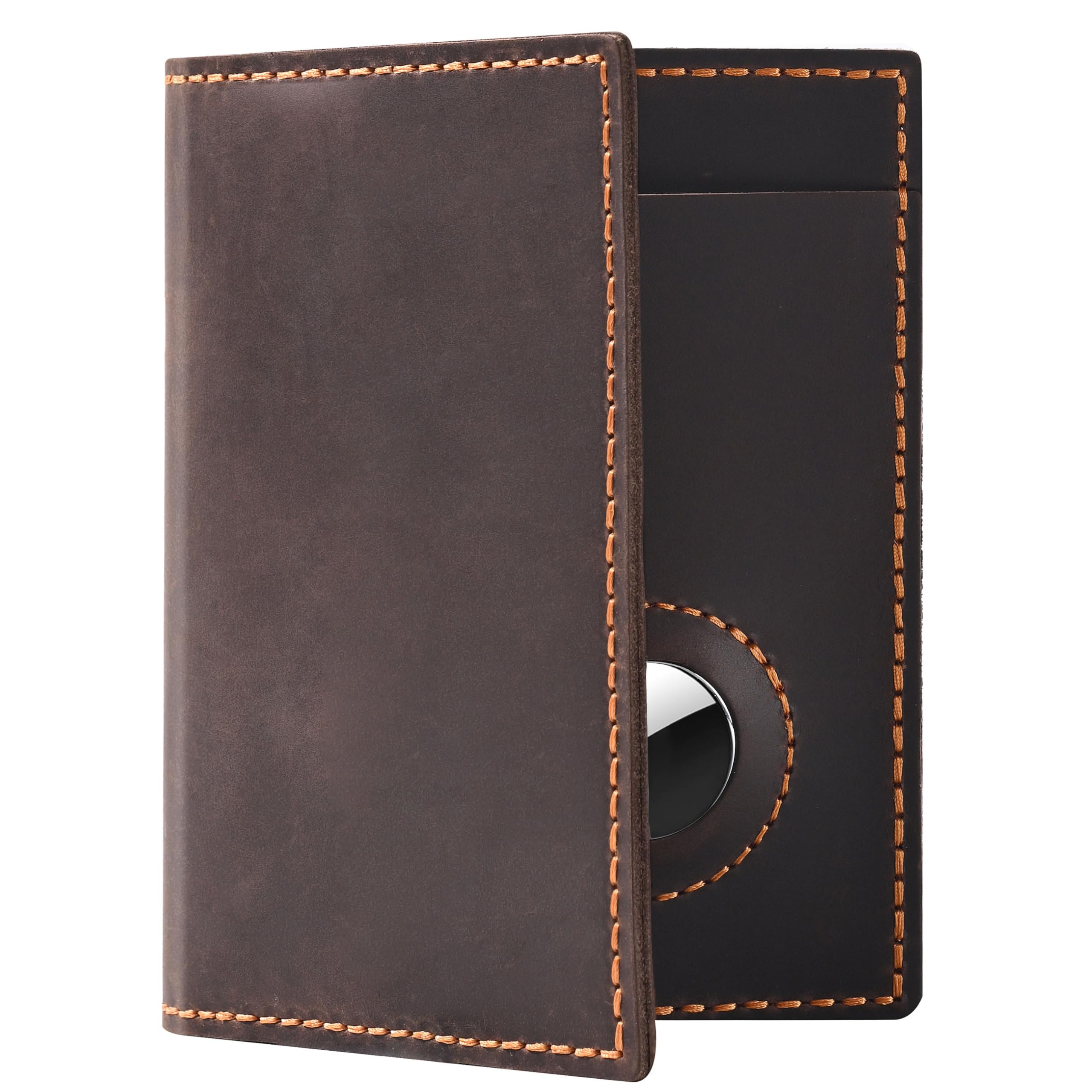 WHENON Passport Holder for Travel, Genuine Leather Passport Holder with Airtag, Rfid Passport Cover Wallet Case for Men Women, Travel Essentials Gift,