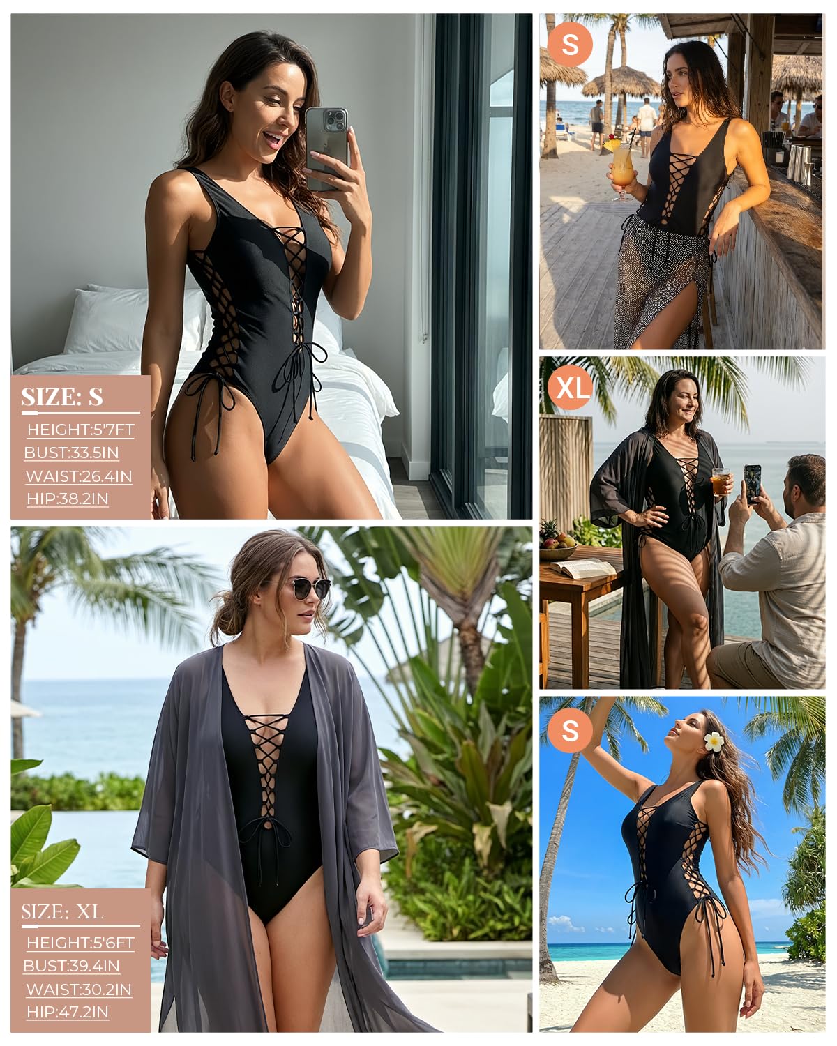 Holipick Women Sexy One Piece Swimsuit One Shoulder Bathing Suit Lace Up Swimwear Monokini: Medium Blue Striped