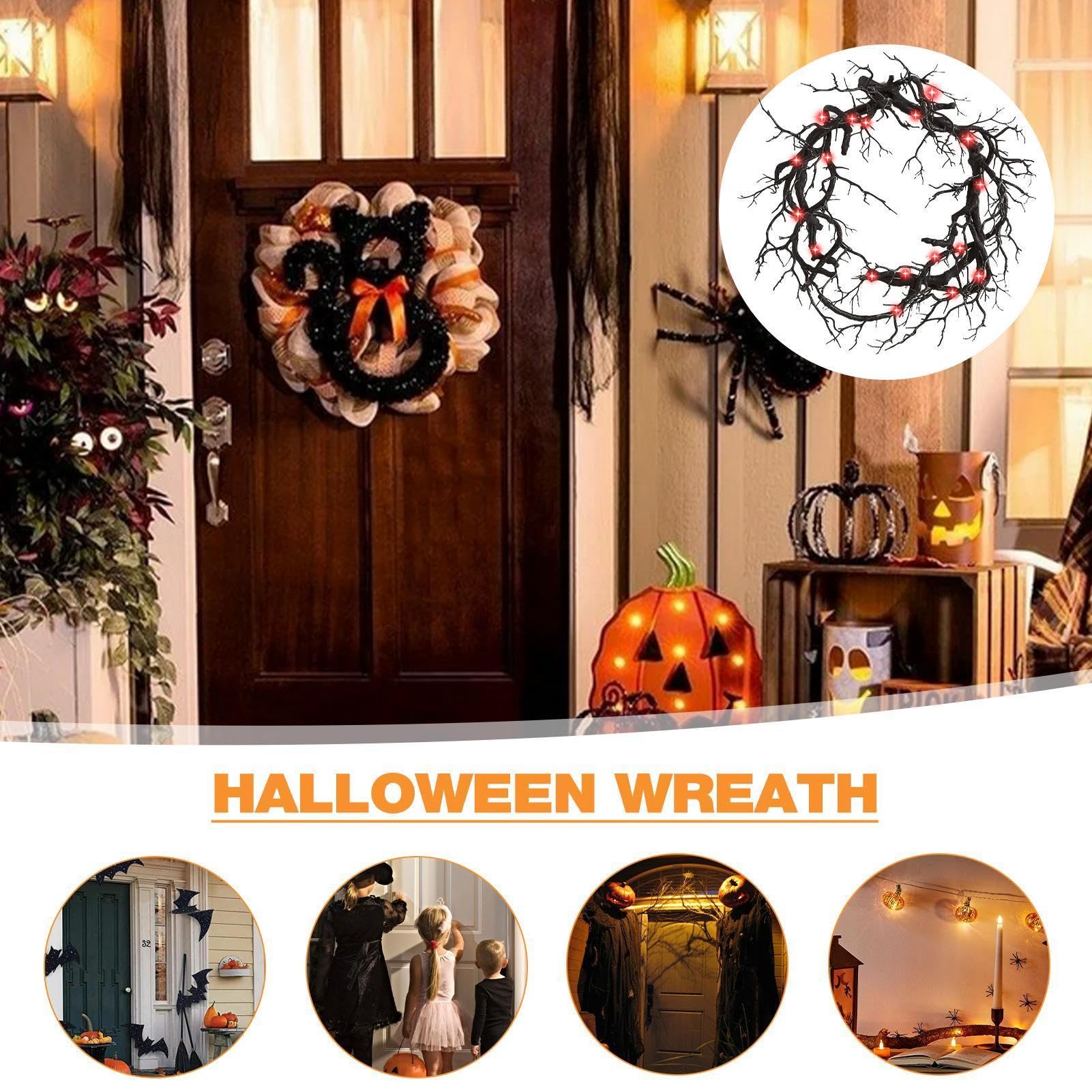 Halloween - dekoracyjna podświetlana z martwego drewna