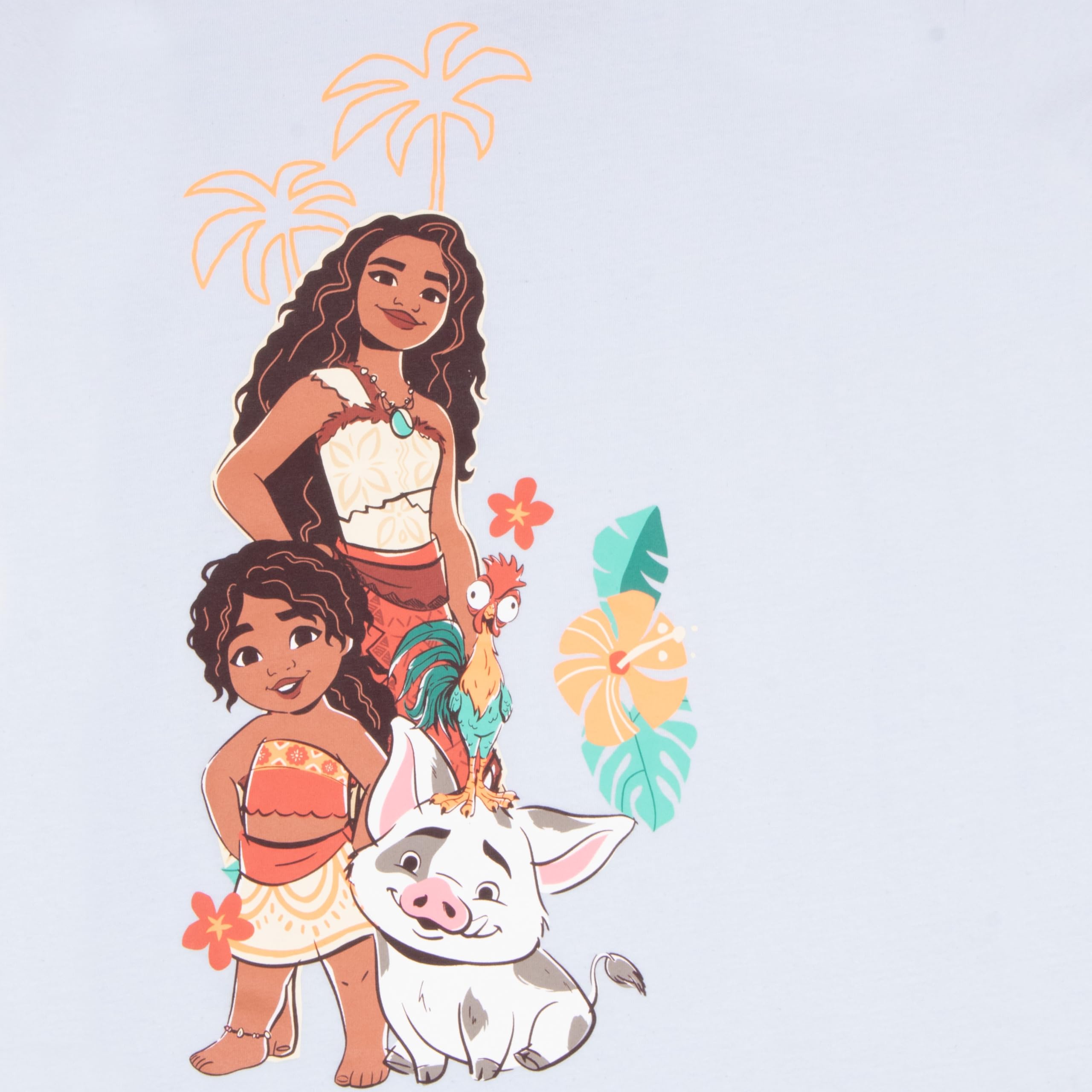 Disney Moana and Friends - T-shirt da ragazza con stampa grafica, confezione da 2, maglietta a maniche corte per bambini