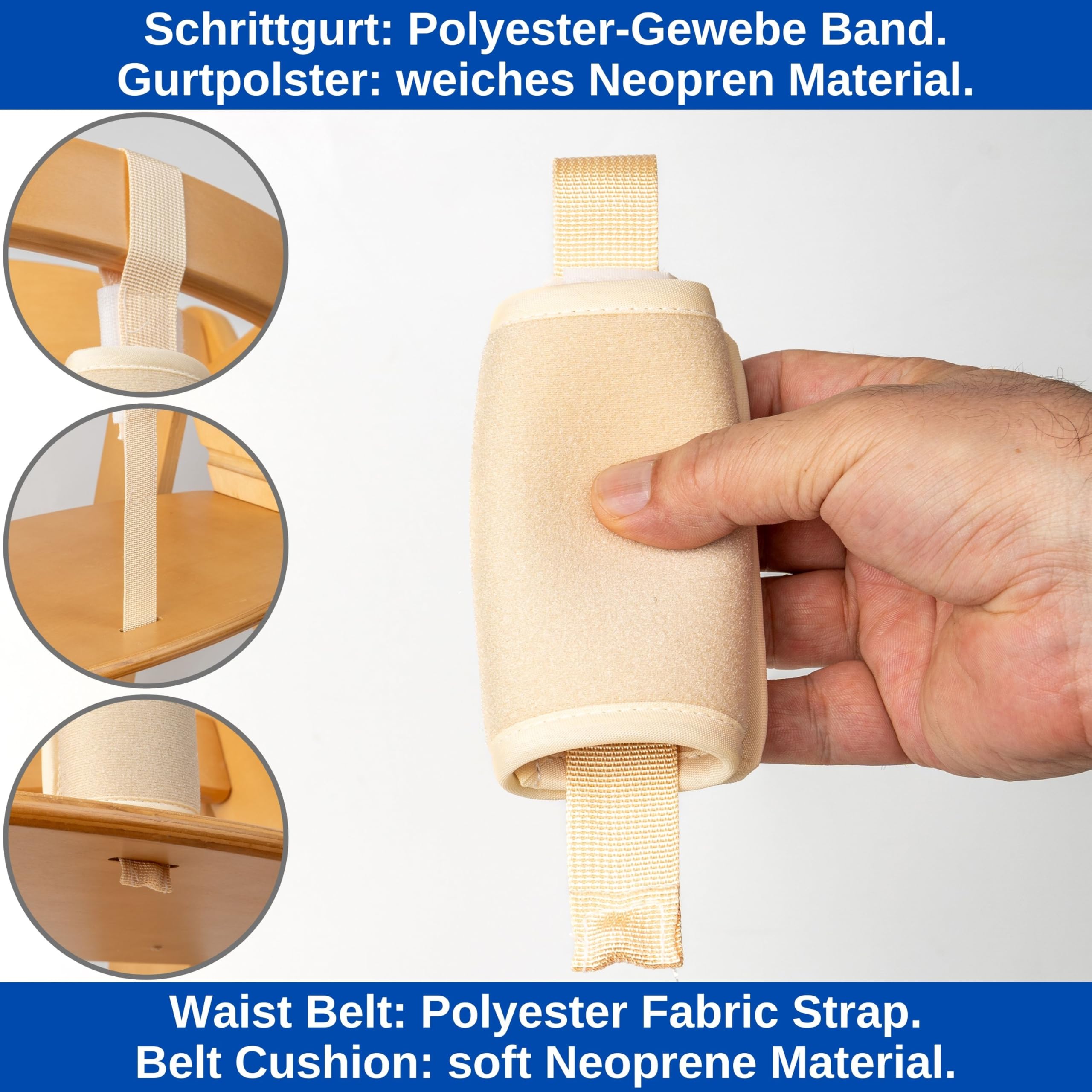 Crotch Strap with Harness pad Set for highchair 2 Pack, Beige, Harness Straps Compatible with Hauck Alpha Beta - Image 3