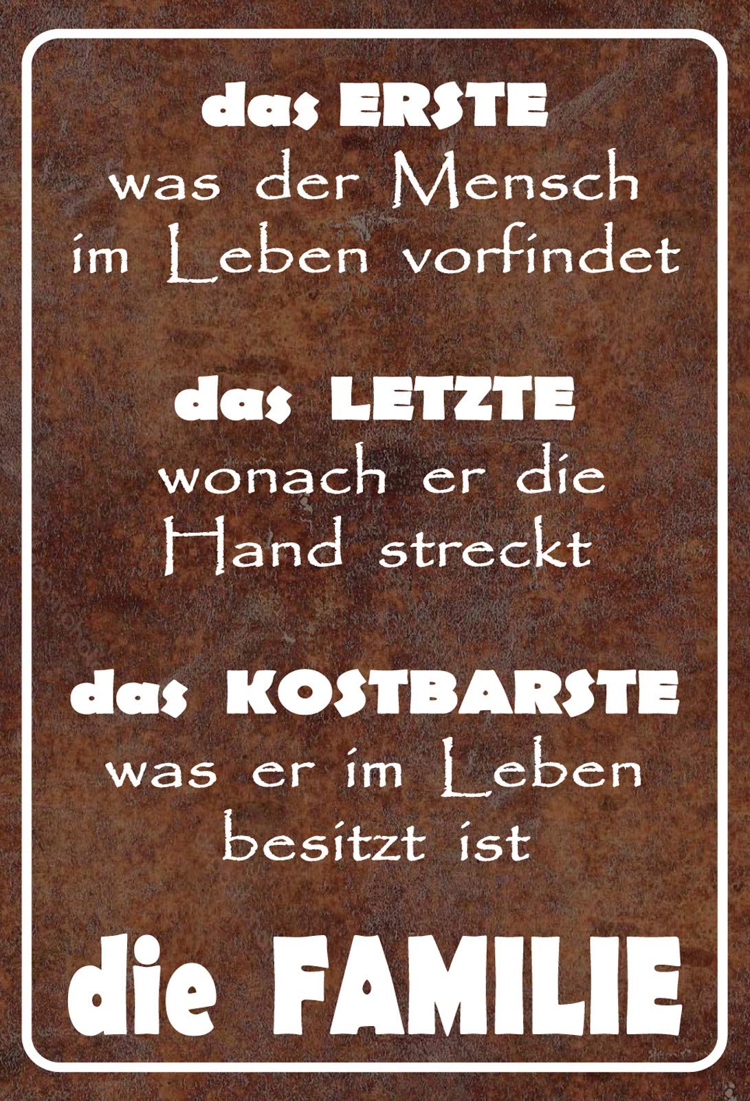 Metallschild Wanddeko 20x30 Cm – Blechschild Mit Spruch „Vielleicht Nicht Alle… Famillie“ In Mehrfarbig