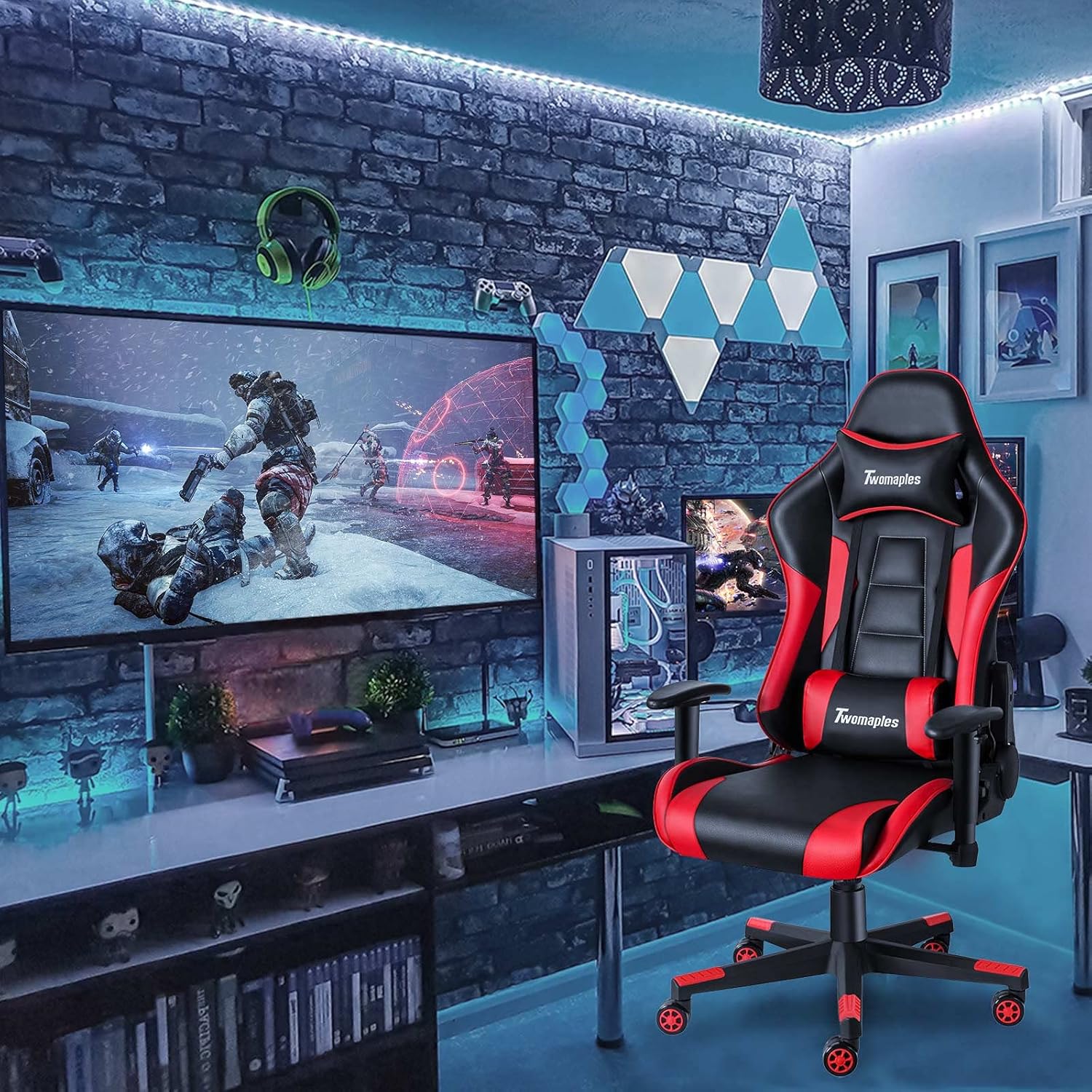 Buy Twomaples Gaming Chair Ergonomic Office Chairs Home Games Racing Computer Desk Chairs For Adults Teenagers Adjustable Armrest Height Angle 360 Swivel Black Red Online In Turkey B08lcj54zp