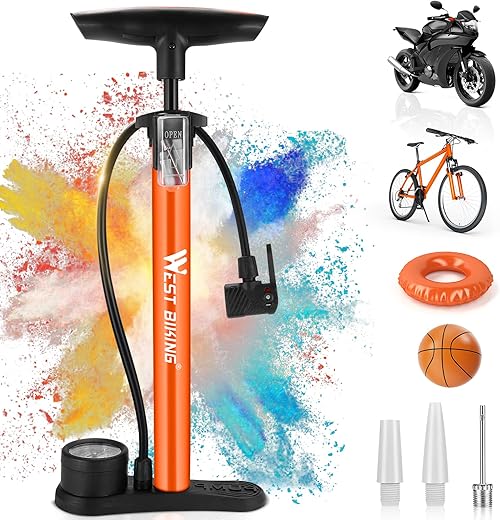 West Biking Bike Pump with Pressure Gauge B0C12VZPPX