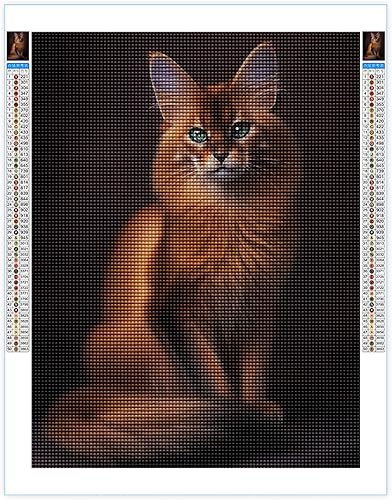 Miniatura 7 de Kits de pintura de diamantes para adultos, lindo gato esfinge redondo de taladro completo 5D diamantes gemas arte taladro kits de decoración del