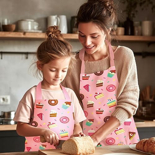 Miniatura 2 de DECOWALL AP-002 - Delantal para niños y niñas, delantales de cocina con bolsillo para niños, para cocinar, hornear, pintura, arte, correa ajustable