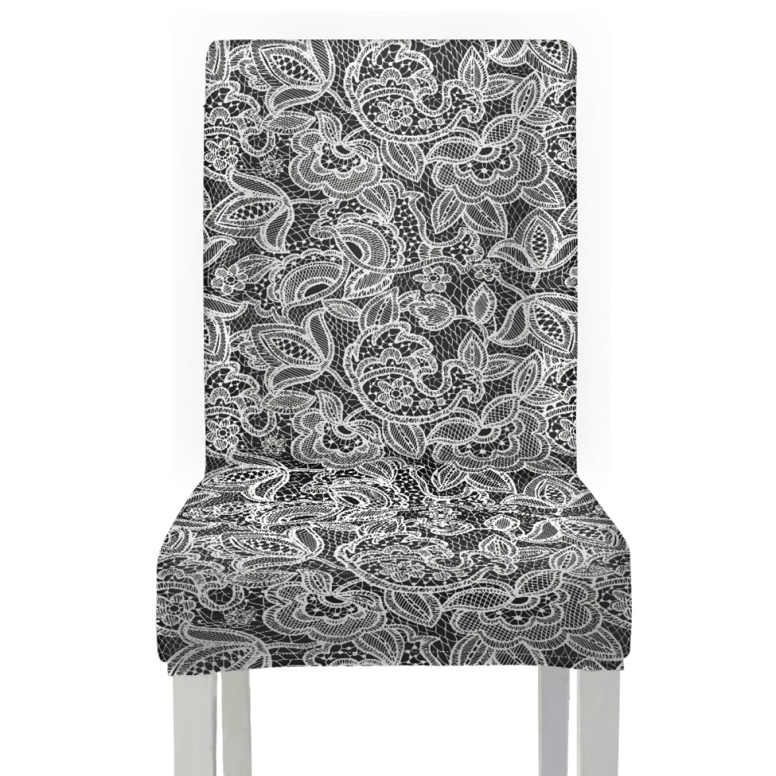 Stuhlüberzieher Abstrakte Weiße Blume Stuhl Überzieher Stuhlhussen 6er Set | Spandex Stuhl Hussen Waschbar Abnehmbare Stretch Hussen für Stühle Langlebig Stuhlbezug Universal für Küche,Restaurant,Hotel
