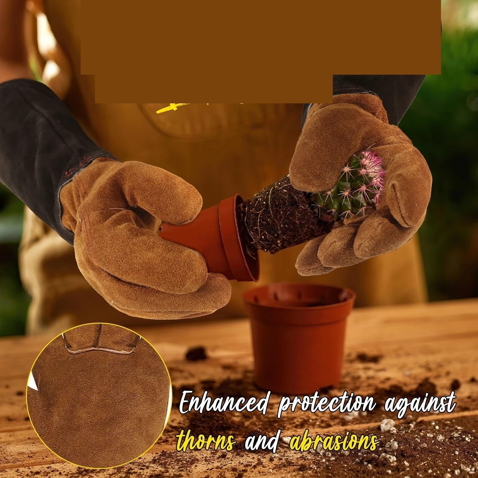 Gartenhandschuhe Leder-Gartenhandschuhe, Bequeme, langärmlige, tägliche Gartenarbeitshandschuhe, Bauernhof-Arbeitshandschuhe Arbeitshandschuhe Herren(M)