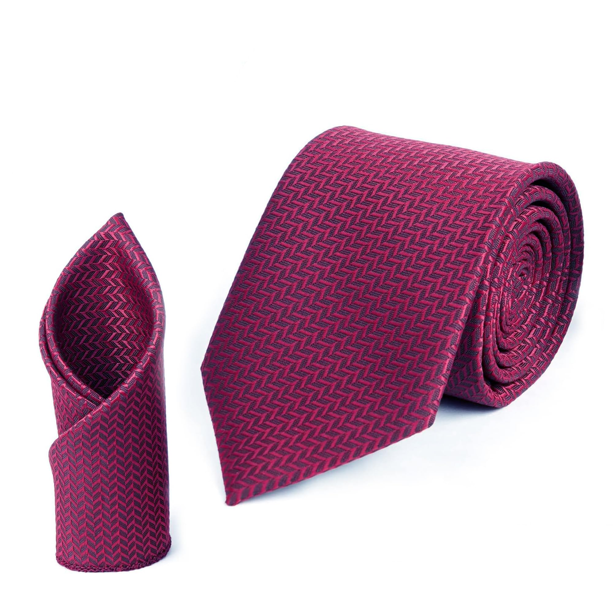 calixto Men's Necktie & Pocket Square Set – Woven Microfiber Formal Tie for Business, Weddings & Special Occasions-picture-2