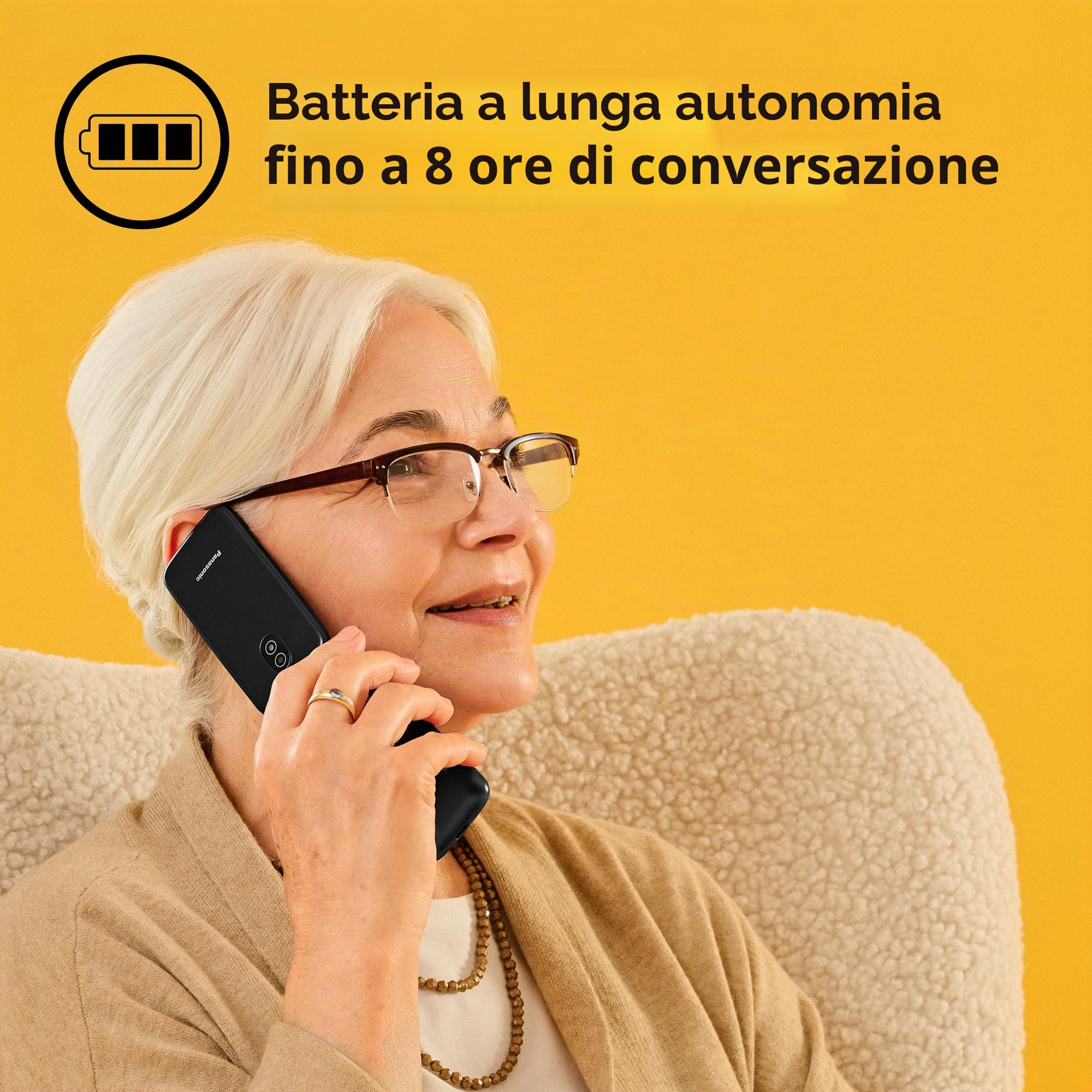 Panasonic KX-TU410 Telefono Cellulare 4G a Conchiglia 2,4 Pollici, Tasto SOS, Bluetooth 5.0, HAC, Vivavoce, IP44, Nero