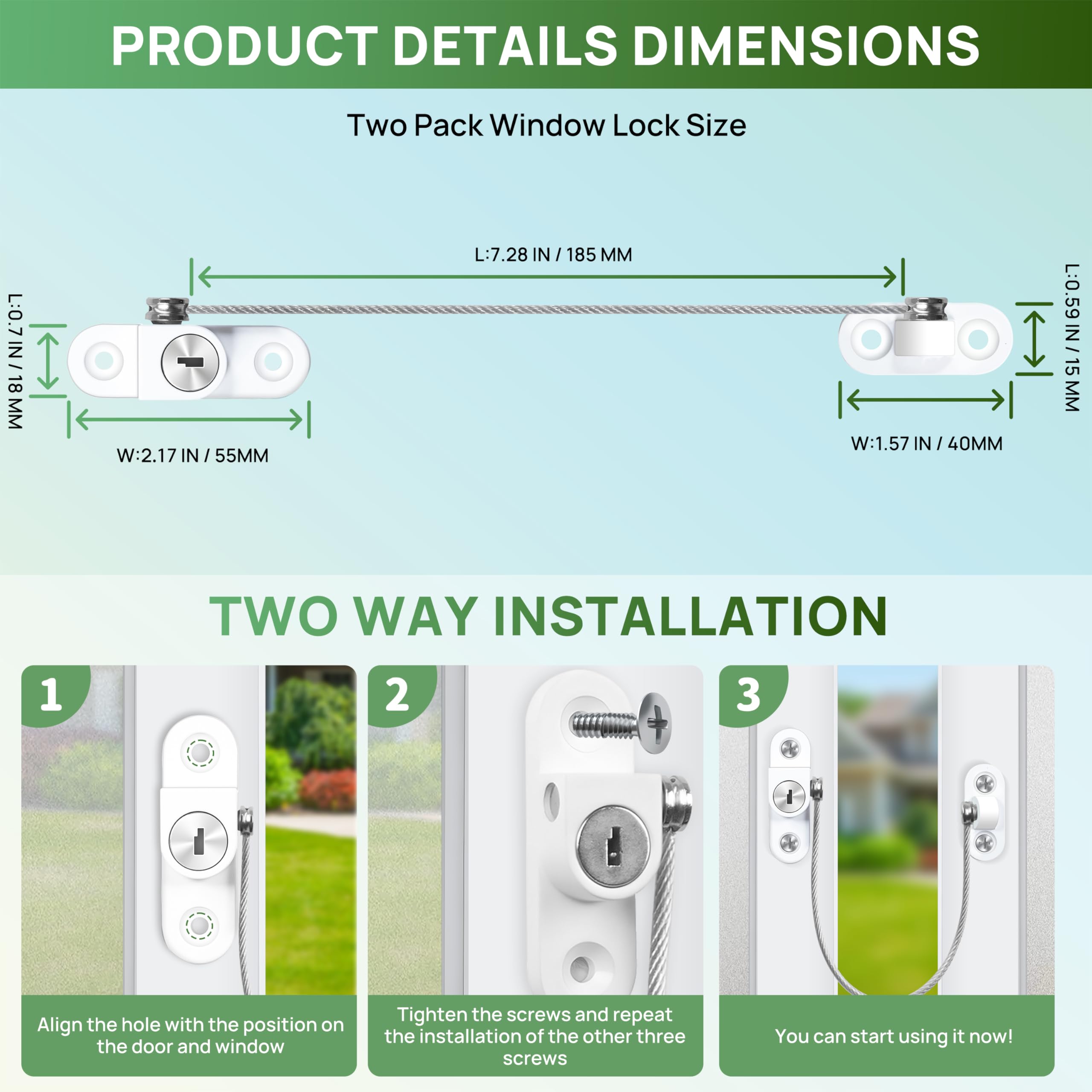 Window Locks for UPVC Windows OTLGEUA 2Pcs Window Restrictor Window Safety Locks with Keys and Screws for Child & Baby Safety - Image 2