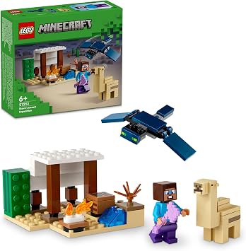 LEGO Minecraft Steves Wüstenexpedition - Spielzeughaus mit 3 Figuren - Spielzeug mit Minifiguren von Steve, Werkbank & verzauberte Axt - Gamer Geschenk für Jungen & Mädchen ab 6 Jahren - 21251