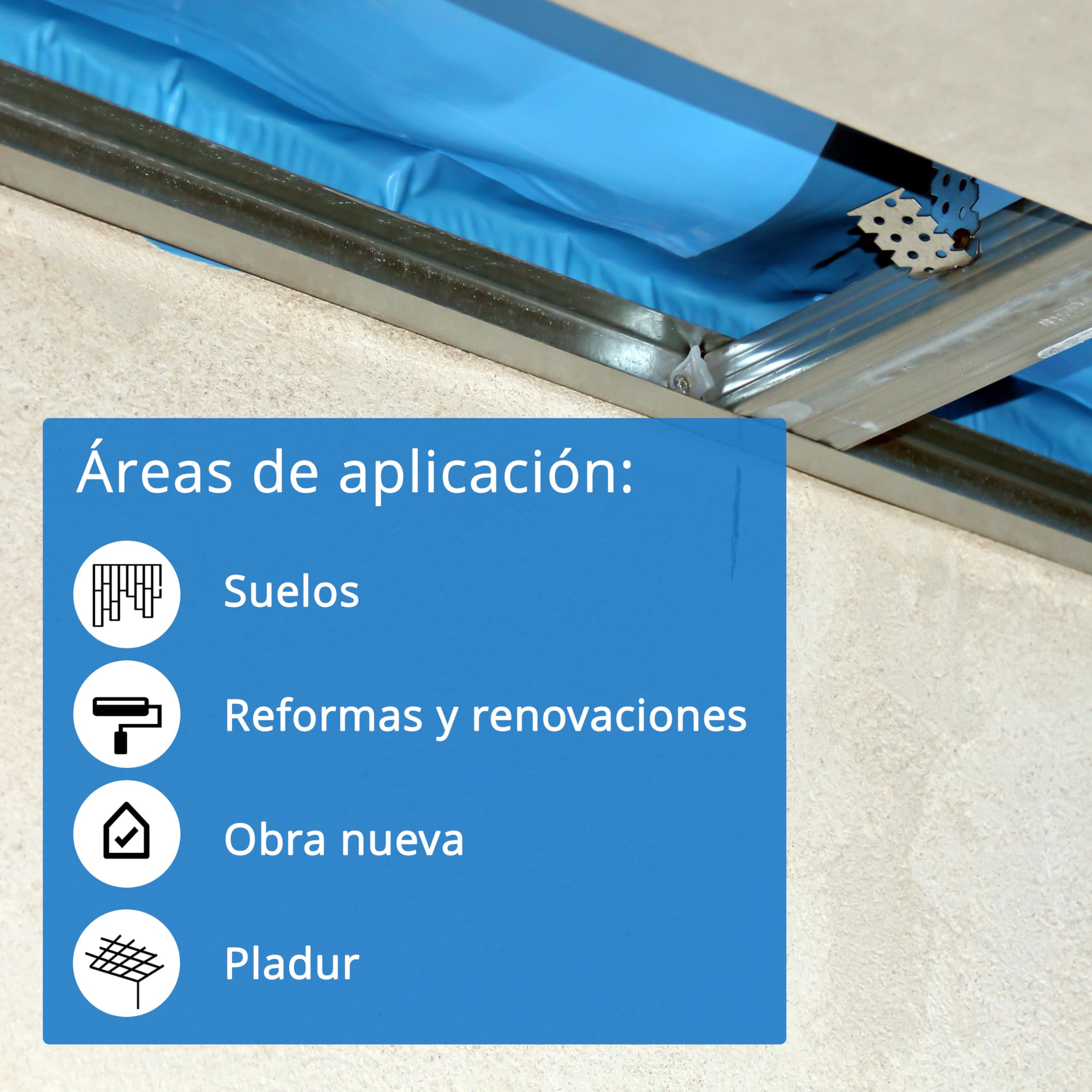 Película de barrera de vapor uficell Aqua-Stopp azul Película de construcción Película de PE de 0,13 mm de grosor para suelos laminados y de parquet con mayor humedad residual (50 m² - 25 x 2)