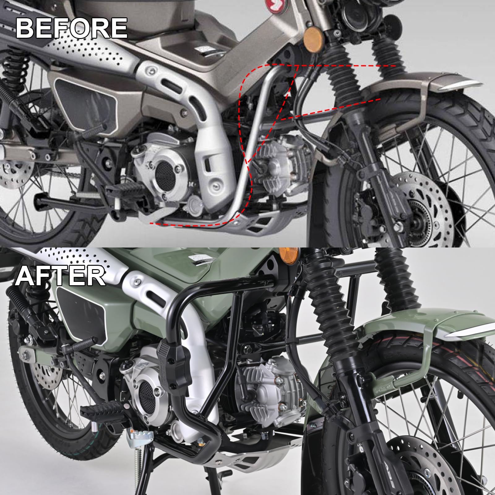 Osłona silnika CT 125 do ochrony silnika Highway, pałąk zabezpieczający przed upadkiem kompatybilny z Honda CT125 Trail Hunter Cub 125 Trail125 2020 2021 2022 2023 2024 2025