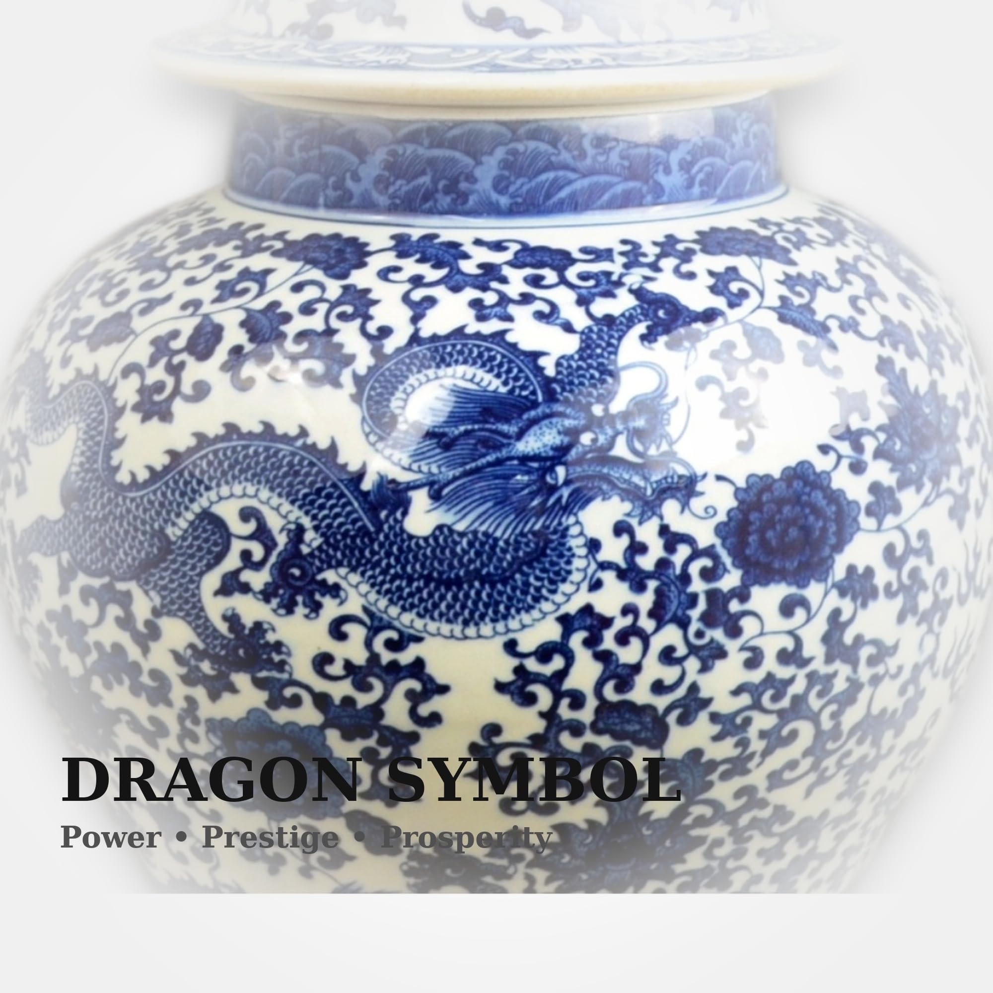 中国陶磁器　明　青白いドラゴン模様の陶器花瓶 Amazon.co.jp: Festcool 20インチ クラシック ブルーとホワイト 磁器