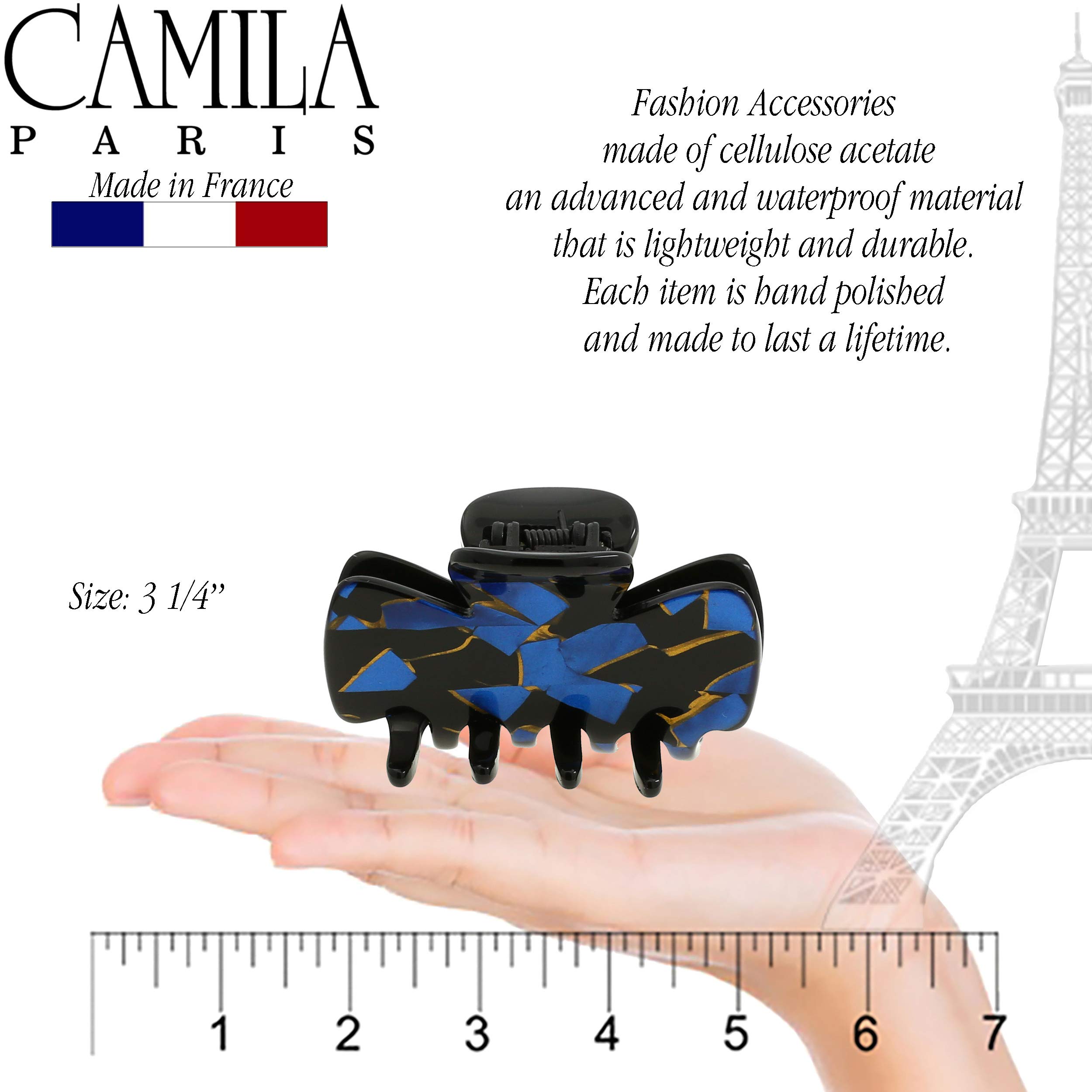 Hair Claw Clips Small Blue Durable Strong Hold French Handmade Hair Accessory Blue Hair Clip Blue Hair Claw Rhinestone Hair Claw Clip Blue  main image 2