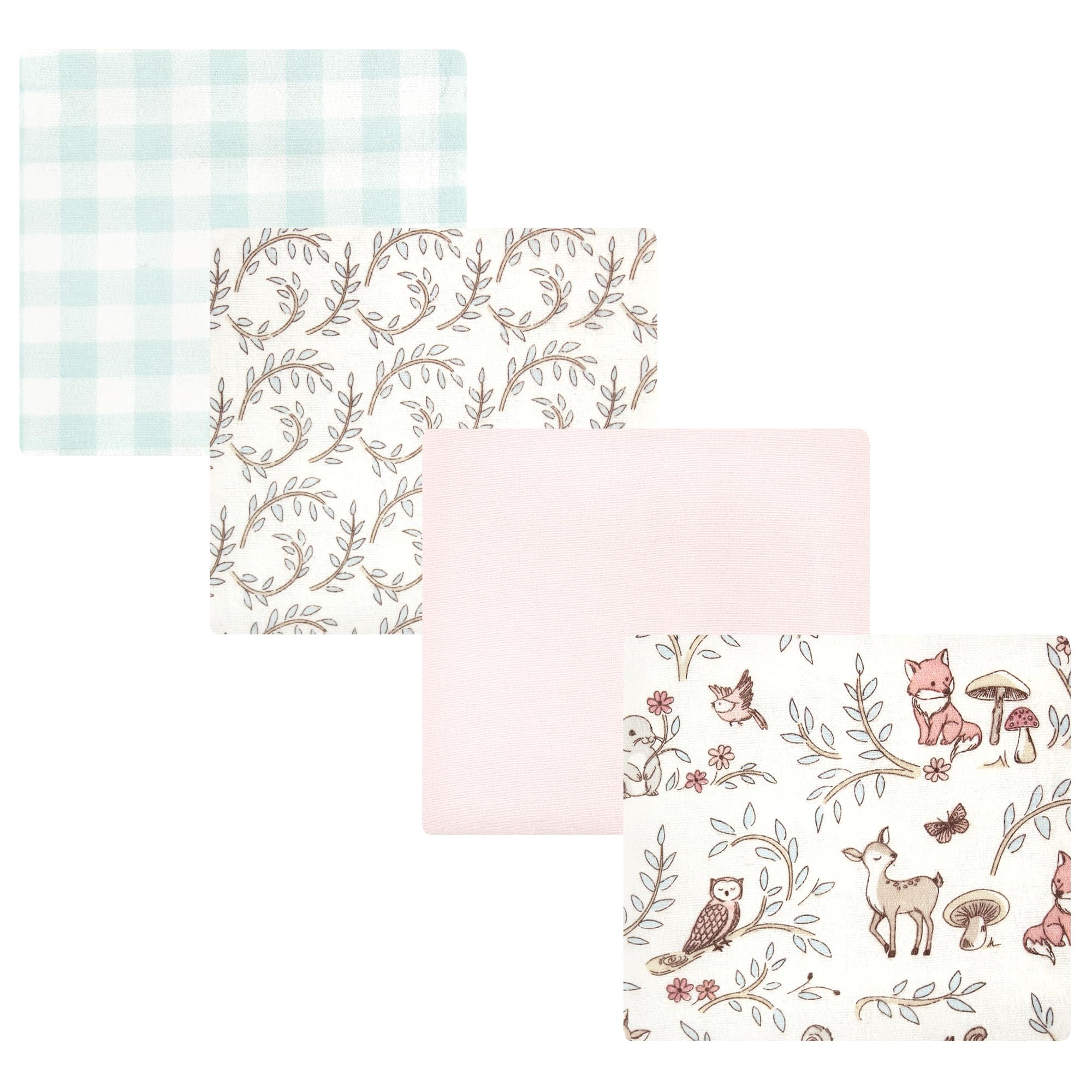Hudson Baby Unisex Baby Cotton Poly Flannel Receiving Blankets, Girl Woodland Pals, One Size