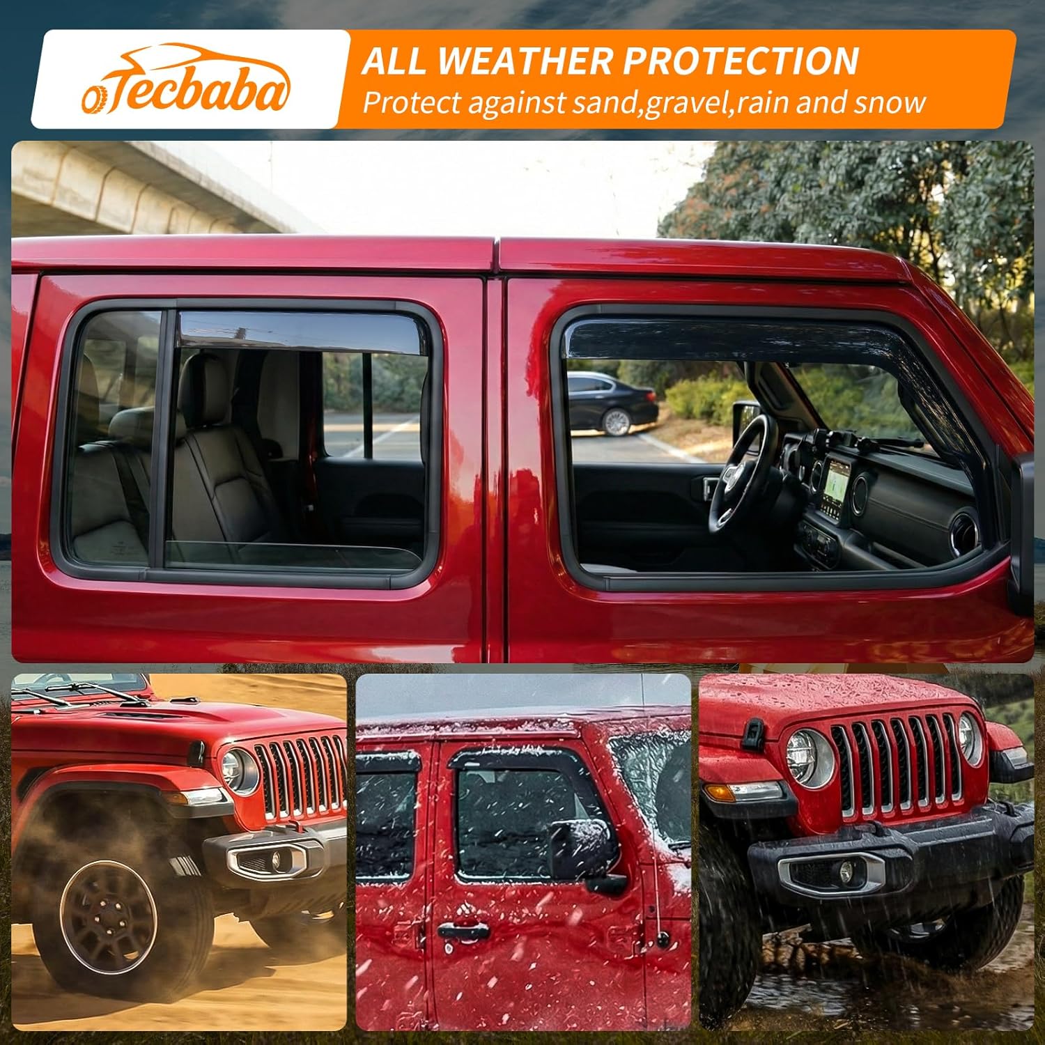 Visor Rain Guards Compatible with 2020-2026 Jeep Gladiator JT 2018-2026 Wrangler JLU 4PCS in-Channel Window Visors Wind Deflectors Weather Shields for 2025 Gladiator Accessories