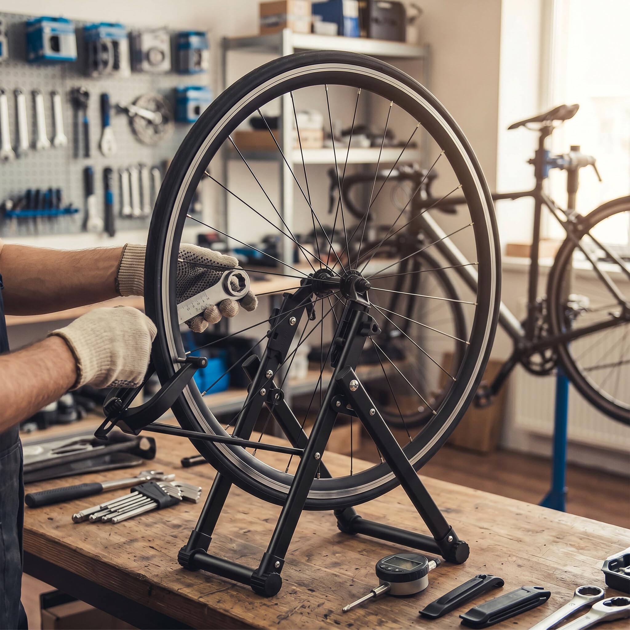 Centreur de Roue Vélo, Supports de Roue de Vélo en Alliage D'aluminium Pied de Centrage pour Réparation de Vélos