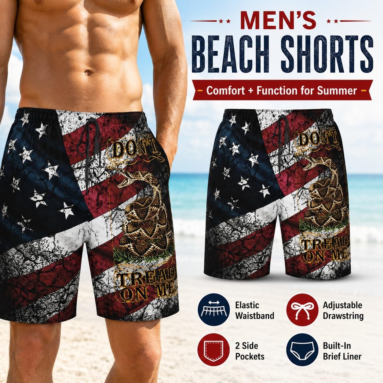 Teen Mens Beach Shorts Breathable Beach Surfing Beach Bathing Suits Pant