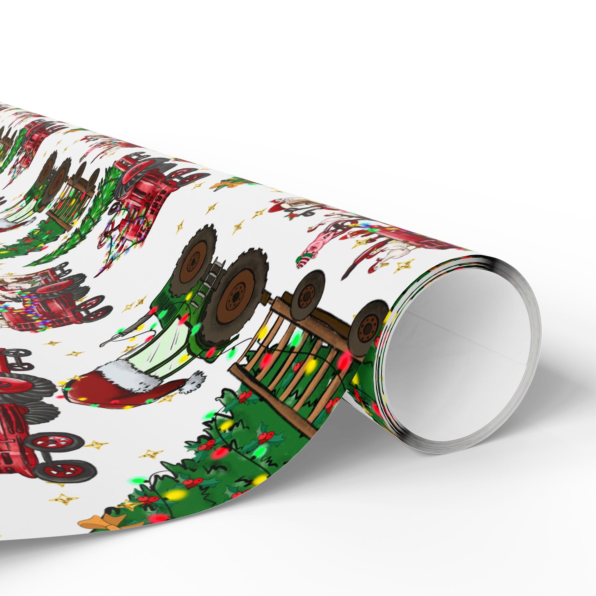 Tractor Recycled And Recyclable Gift Wrapping Paper - Vintage And Modern Tractors 4 Sheets And 4 Tyre Track Strung Gift Tags Birthday Father S Day Farm Christmas - View #9