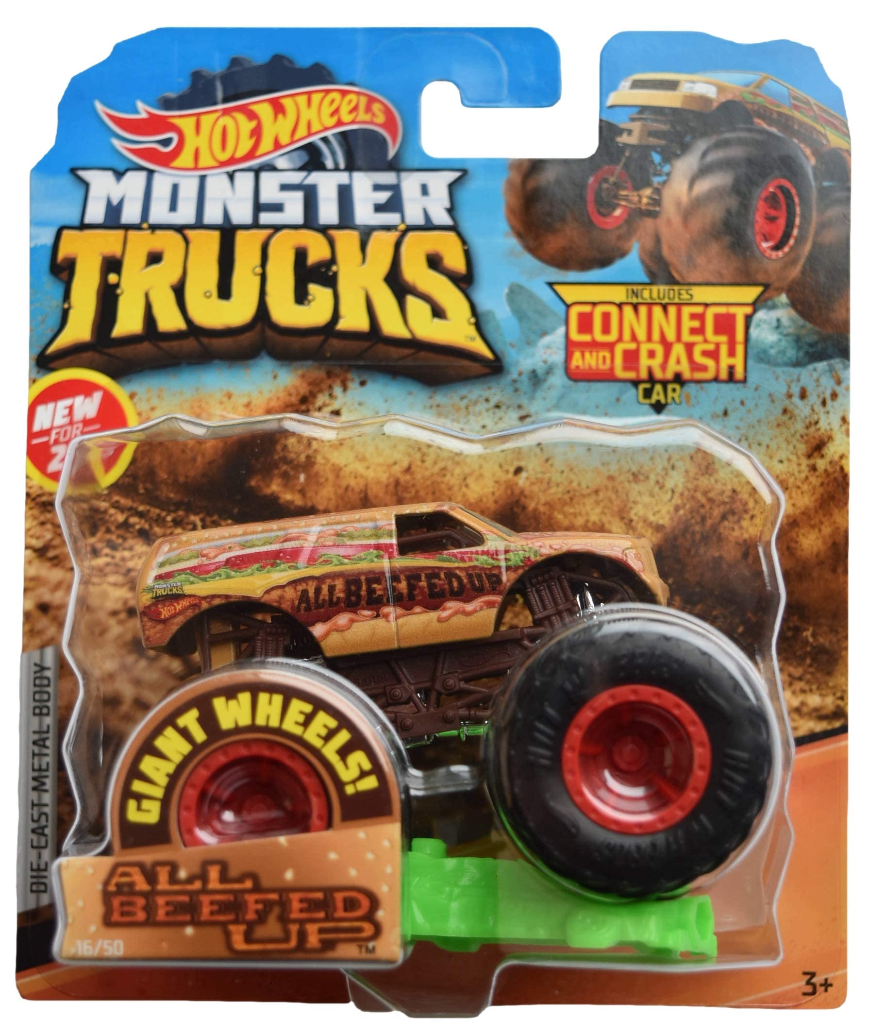 Hot Wheels Monster Trucks All Beefed Up - Includes Connect and Crash Car 16/50 1:64 Scale die cast