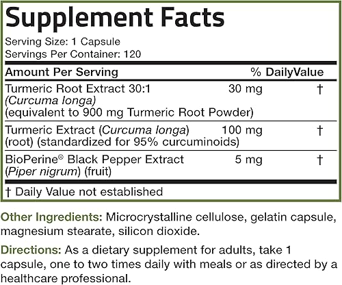 Vista 8 de Curcumina de cúrcuma con BioPerine – Soporte articular de alta potencia premium con 95% curcuminoides estandarizados – Cápsulas sin OMG con pimienta