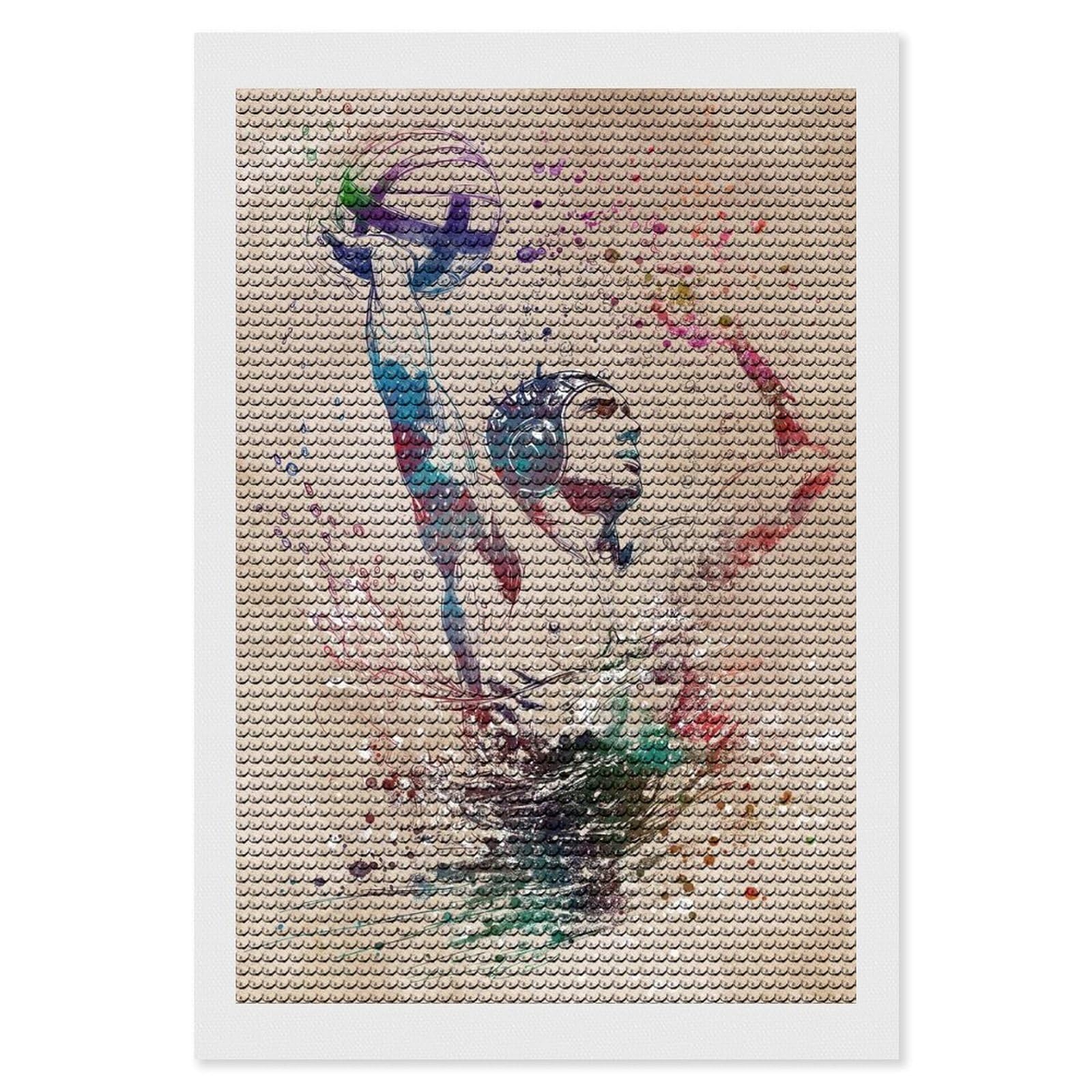 Junmoney Water Polo Sport Art Diamond Art Kit 8"x12", Gift Idea, for Family Craft Time, Mindful Craft Activity, Boho Decor, Relaxing DIY Hobby
