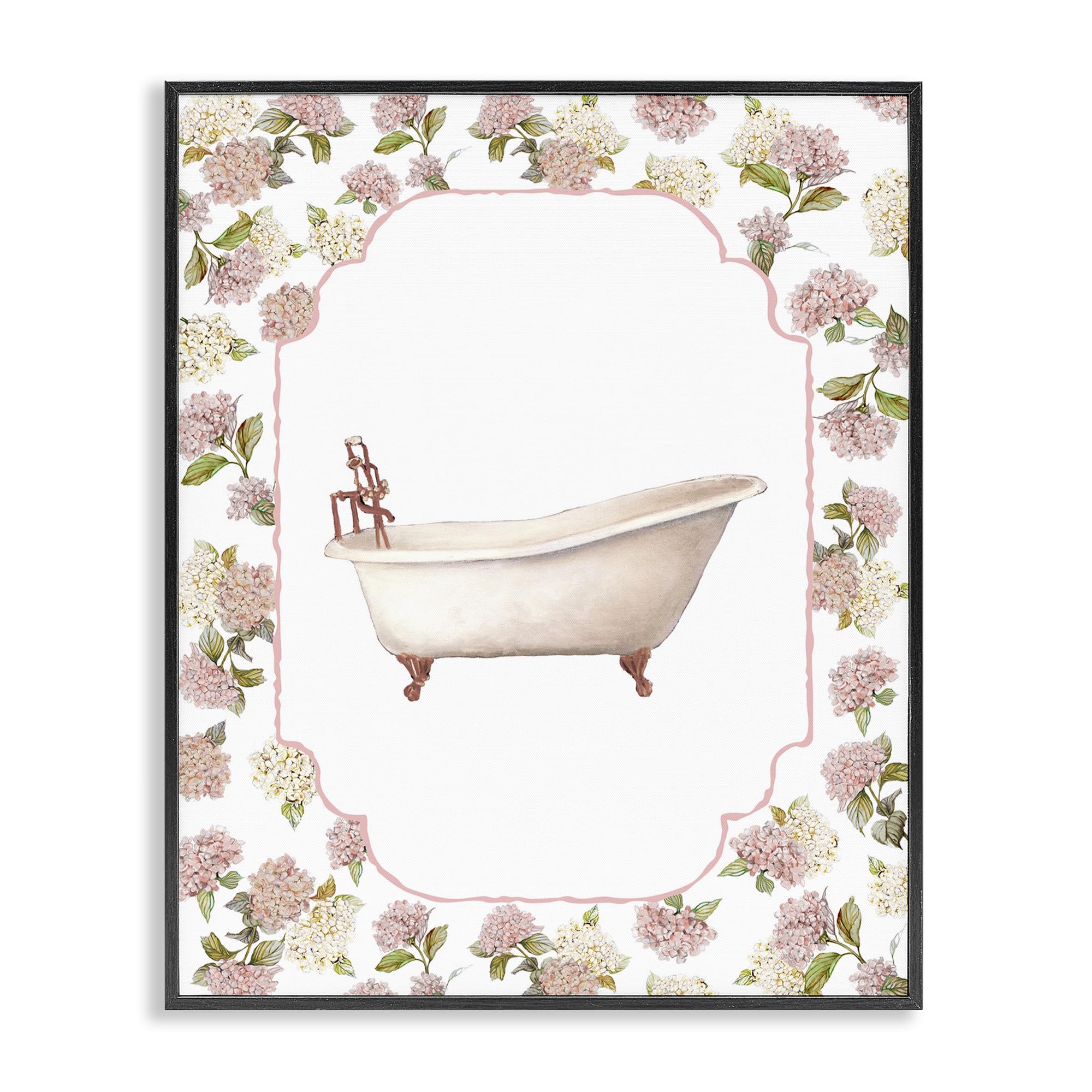 Stupell Industries Vintage Hydrangea Bathtub Bloom 'Elegant Hydrangeas Bathtub', Framed Giclee Art, Black, 11 X 14 Inches, Easy To Hang And Sturdy, Made In Usa, By Carol Robinson