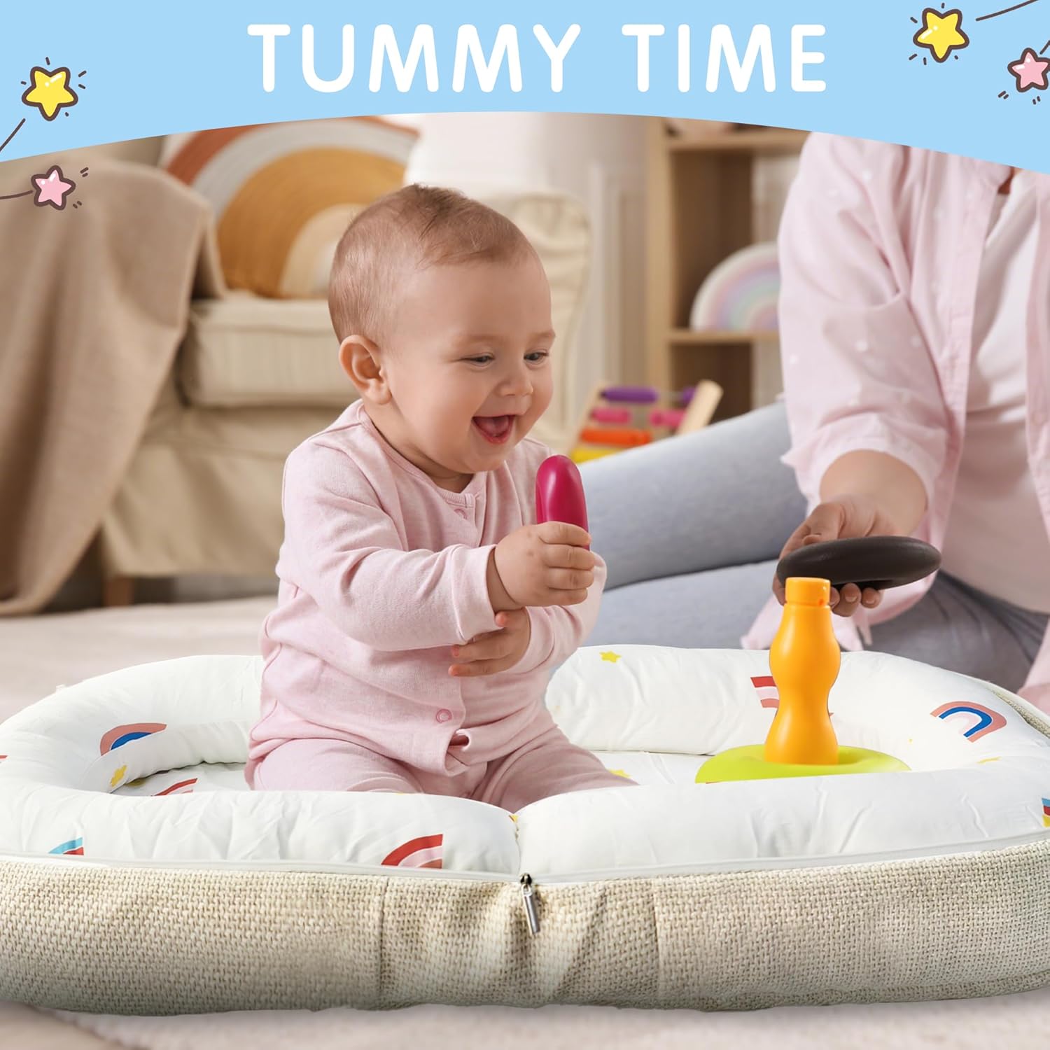 Baby Lounger, Foldable Baby Nest with Soft Memory Foam Mat for Newborn 0-12 Months, Converts to Backpack for Easy Travel, Babies Newborn Essentials Gifts - Image 4