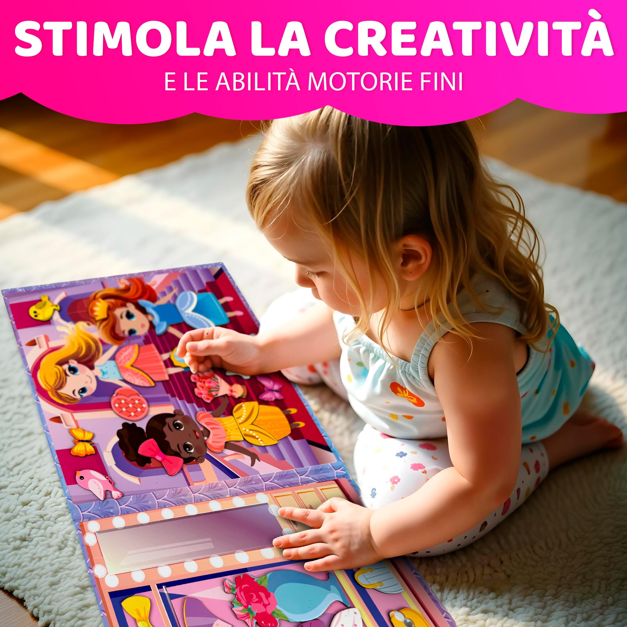 QUOKKA Bambole Magnetica da Vestire per Bambini 2 3 Anni - Giochi da Viaggio Bambina 3 4 Anni - 35 Pezzi Puzzle Magnetico per Aereo e Auto - Principesse Bambole di Carta - Regali Bimba dai 2 ai 5