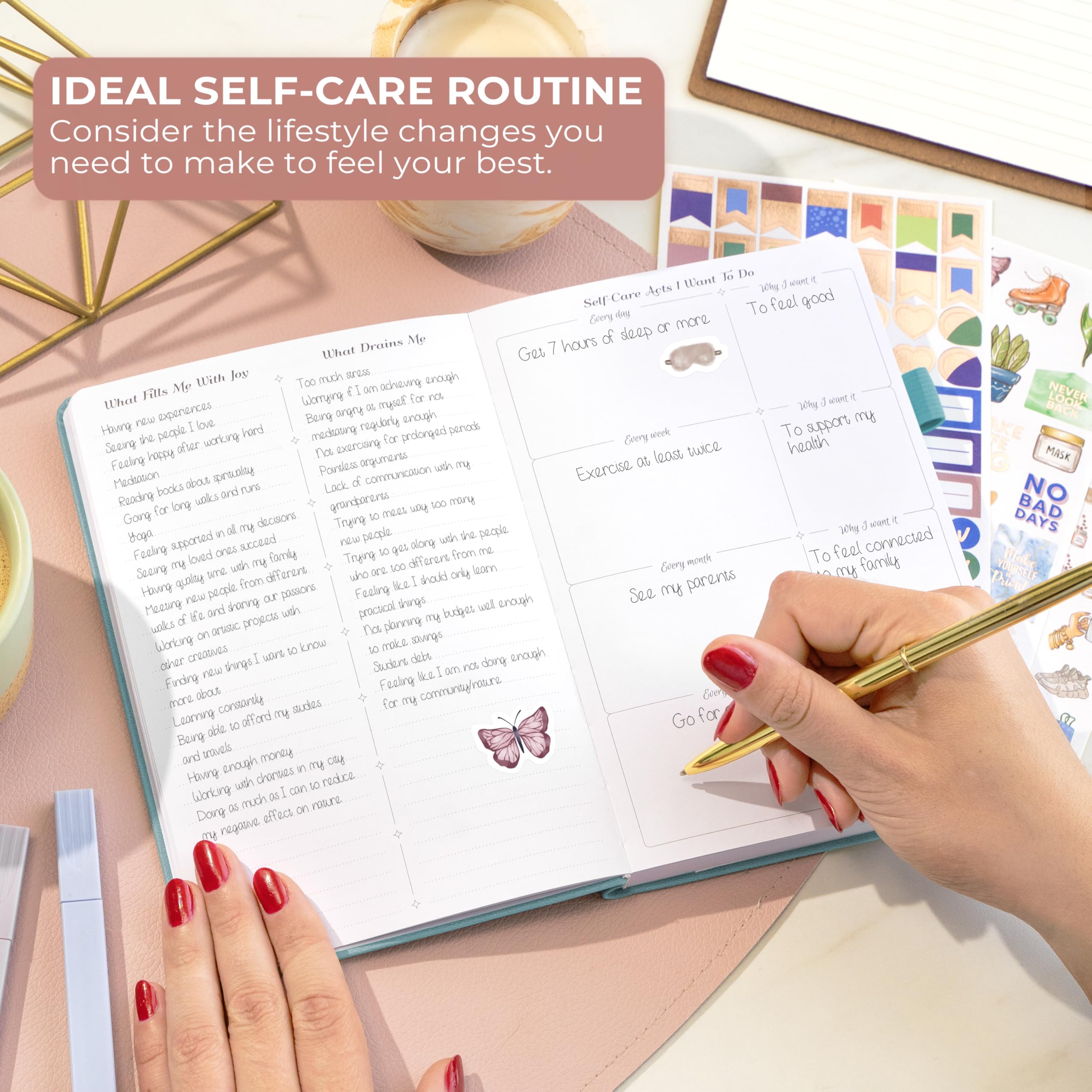 GoGirl Self-care Journal, Daily Mental Health Notebook with Mood & Wellness Trackers, Personal Development - Image 4