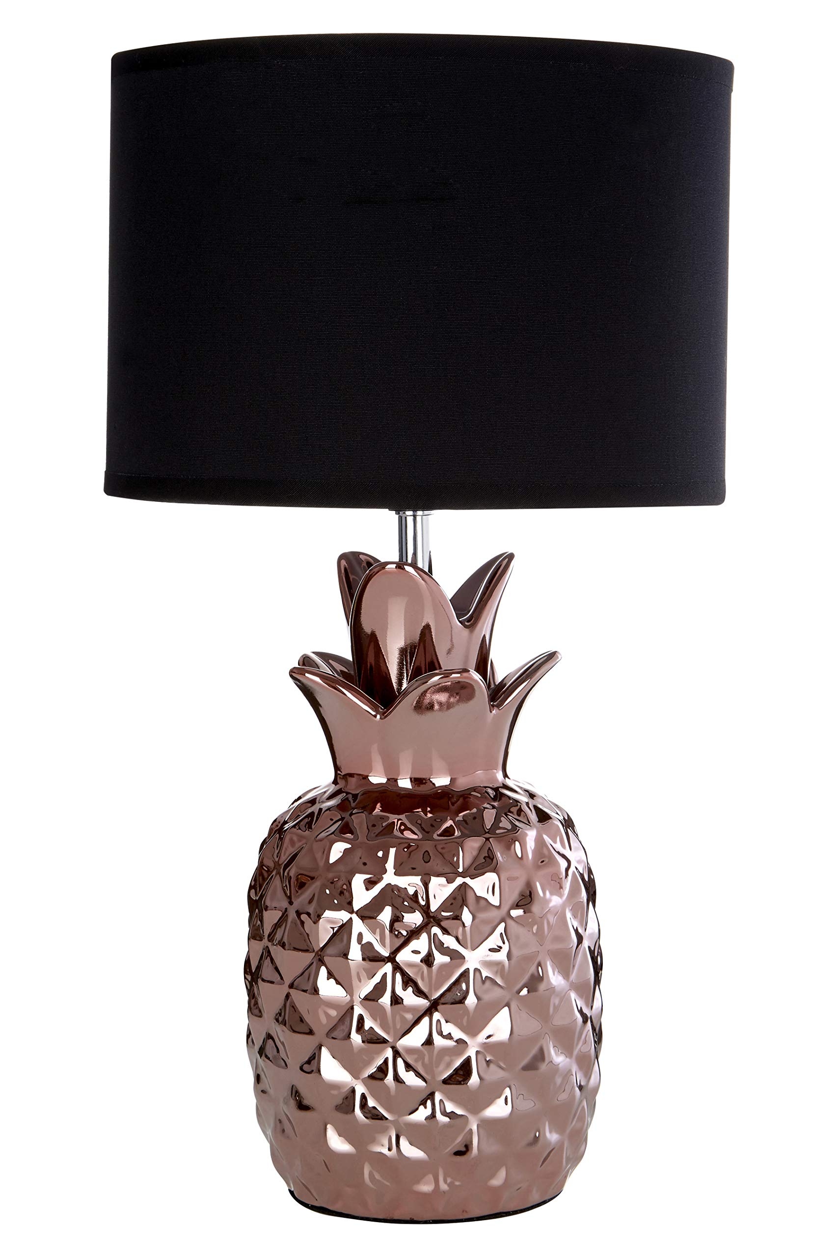 Copper Ceramic Base Wendi Bedside Home Table Lamp Light With Black Fabric Shade
