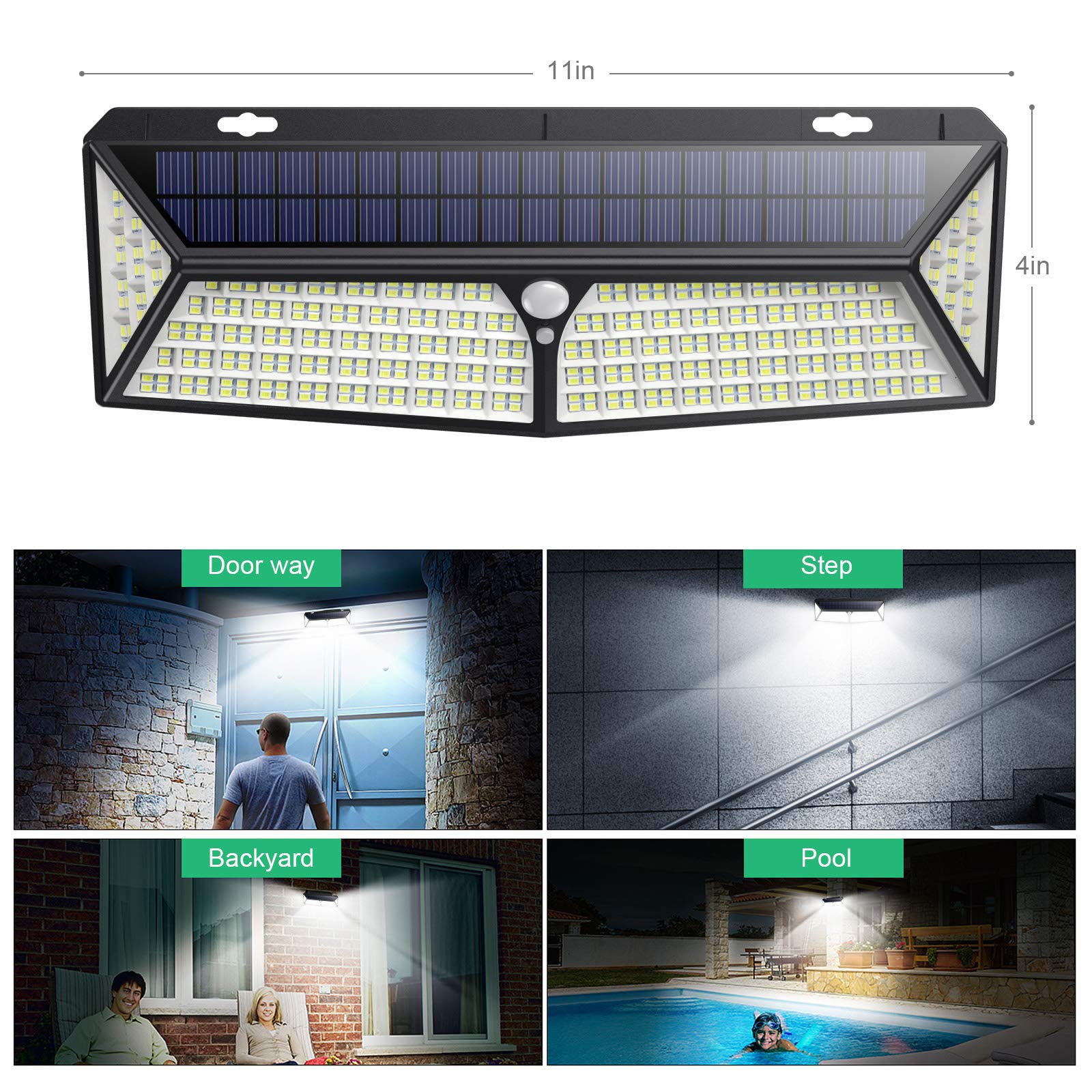 Luce Solare Led Esterno 430 LED 【USB Ricaricabile & 3500 Lumen】 Lampade Solari a Led da Esterno di Movimento 270º Illuminazione 4400mAh Luci Solari Impermeabile IP65 per Esterno