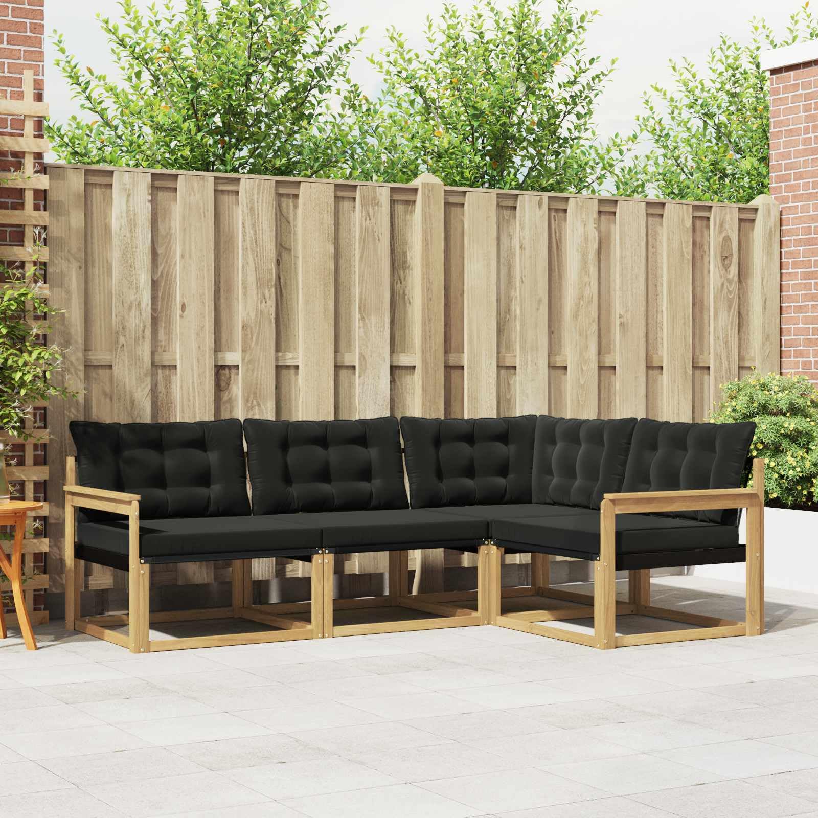 Ensemble de canapés d extérieur 4 pièces en Bois d Acacia Massif Design Moderne pour Jardin terrasse Salon extérieur avec Coussins Amovibles et Support Durable
