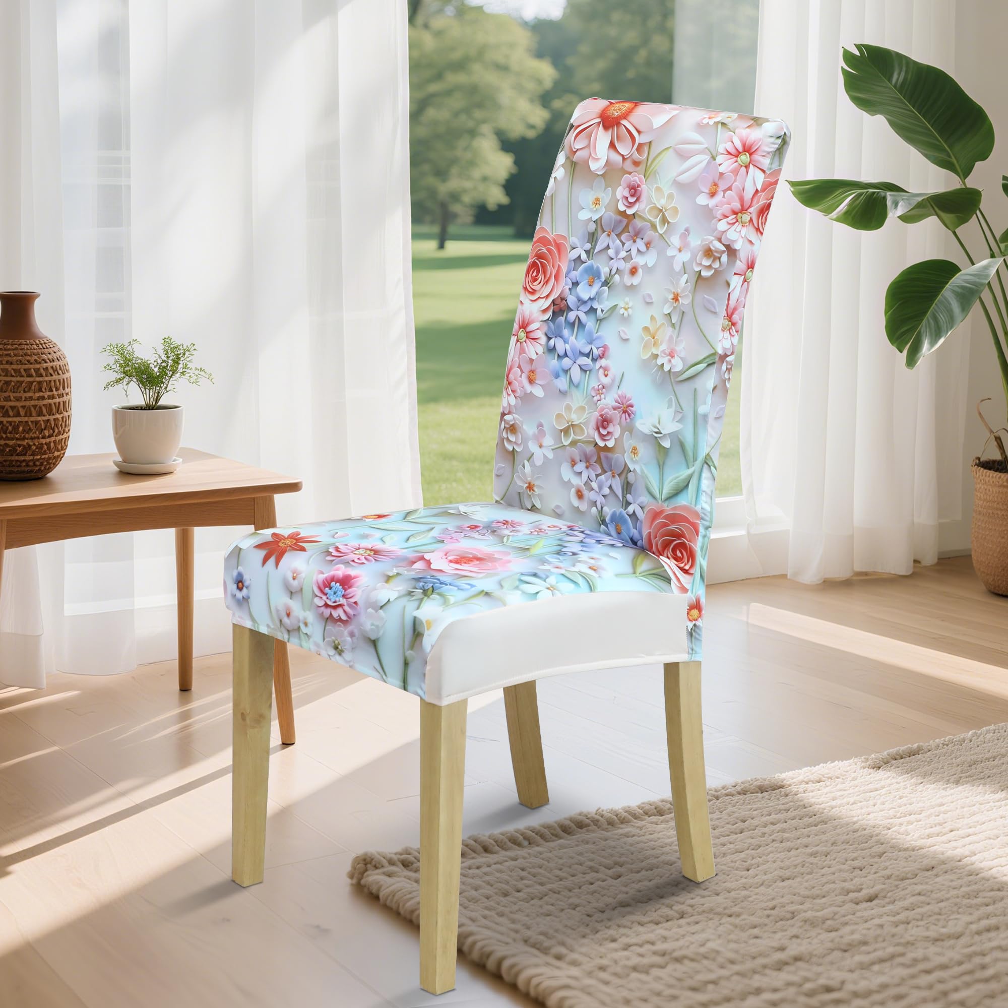 coprisedia con schienale、coprisedia elasticizzati、coprisedie antigraffio gatto、copri sedia da ufficio (set da 2/4/6 pezzi con schienale) per salotti, cucine, feste e hotel. (6, Fiori colorati)