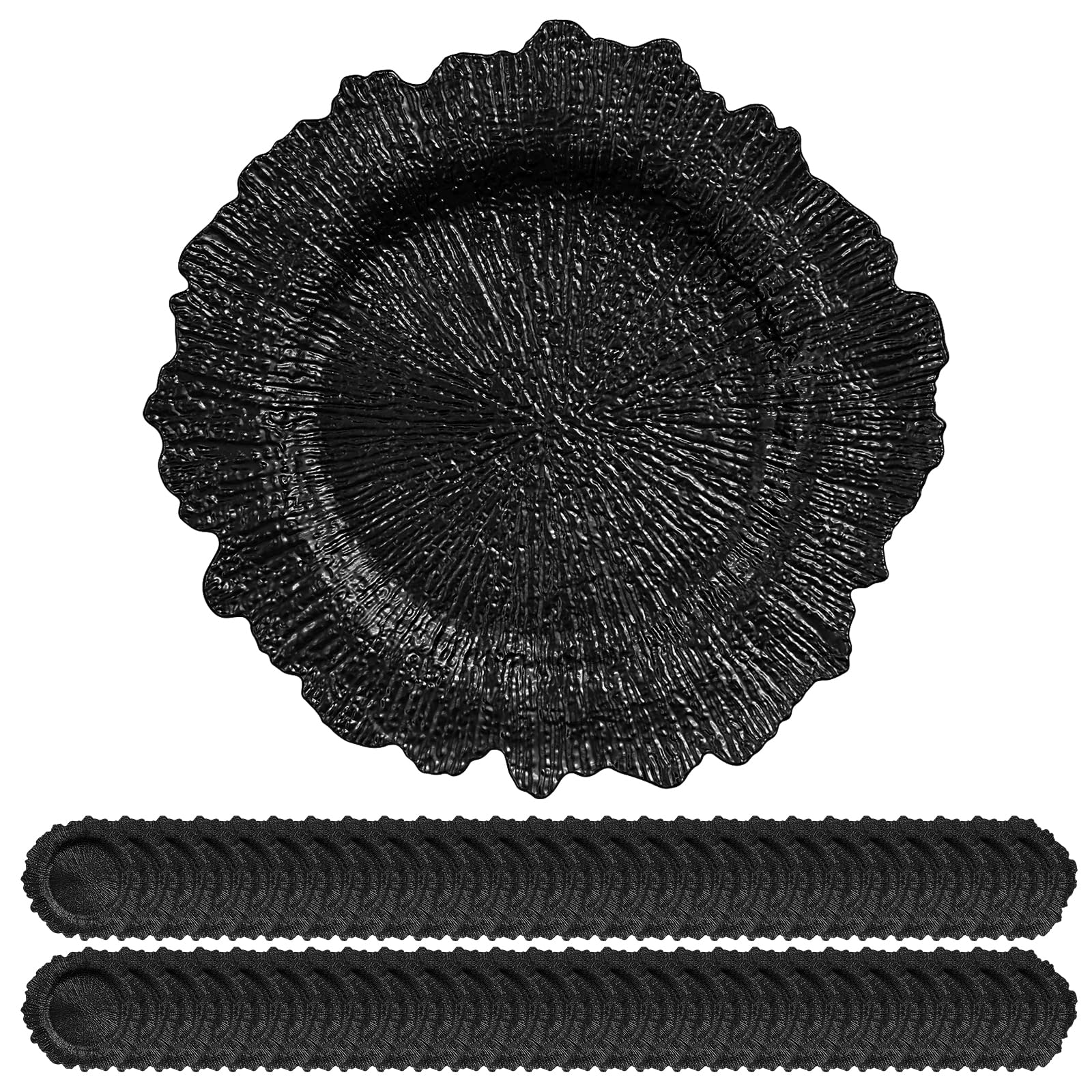 YJYQHYX 50 Pack Black Charger Plates Bulk, 13