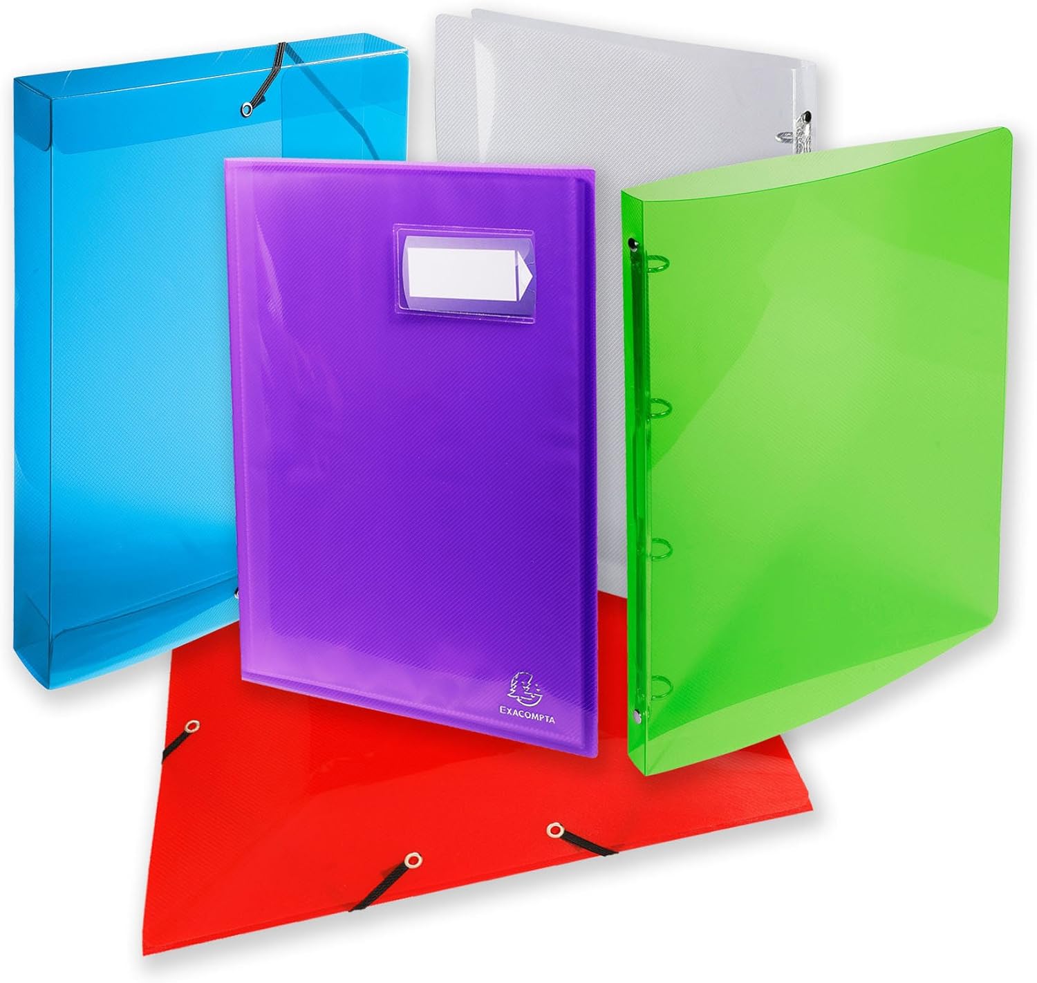 Exacompta - Ref. 54342E - 1 Semi-Rigid Binder in PP Crystal - 2 Round Rings, Diameter 30 mm - Spine 40 mm - External Dimensions: 32 x 26.8 cm - Format to be Filed A4 Maxi - Colour: Crystal
