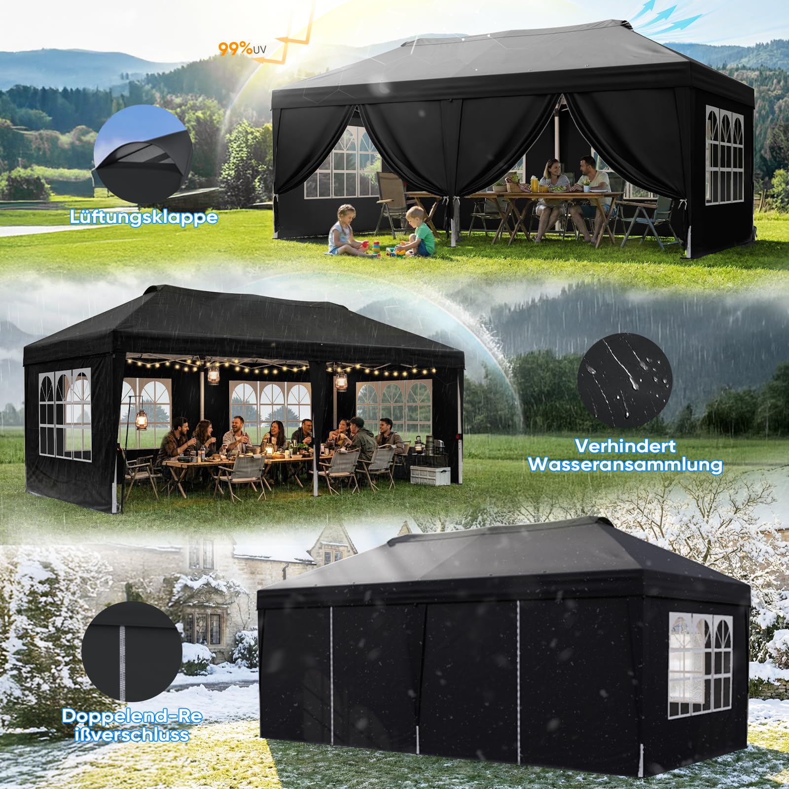 Quictent Faltpavillon 3x6m Pop-Up