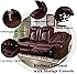 Breathing Leather Power Recliner Sofa Set, Reclining Couch Set with LED Light/Cup Holders/Storage, 3 Piece Living Room Set 3 Seat Sofa Loveseat and Chair for Home Theater (Auburn)