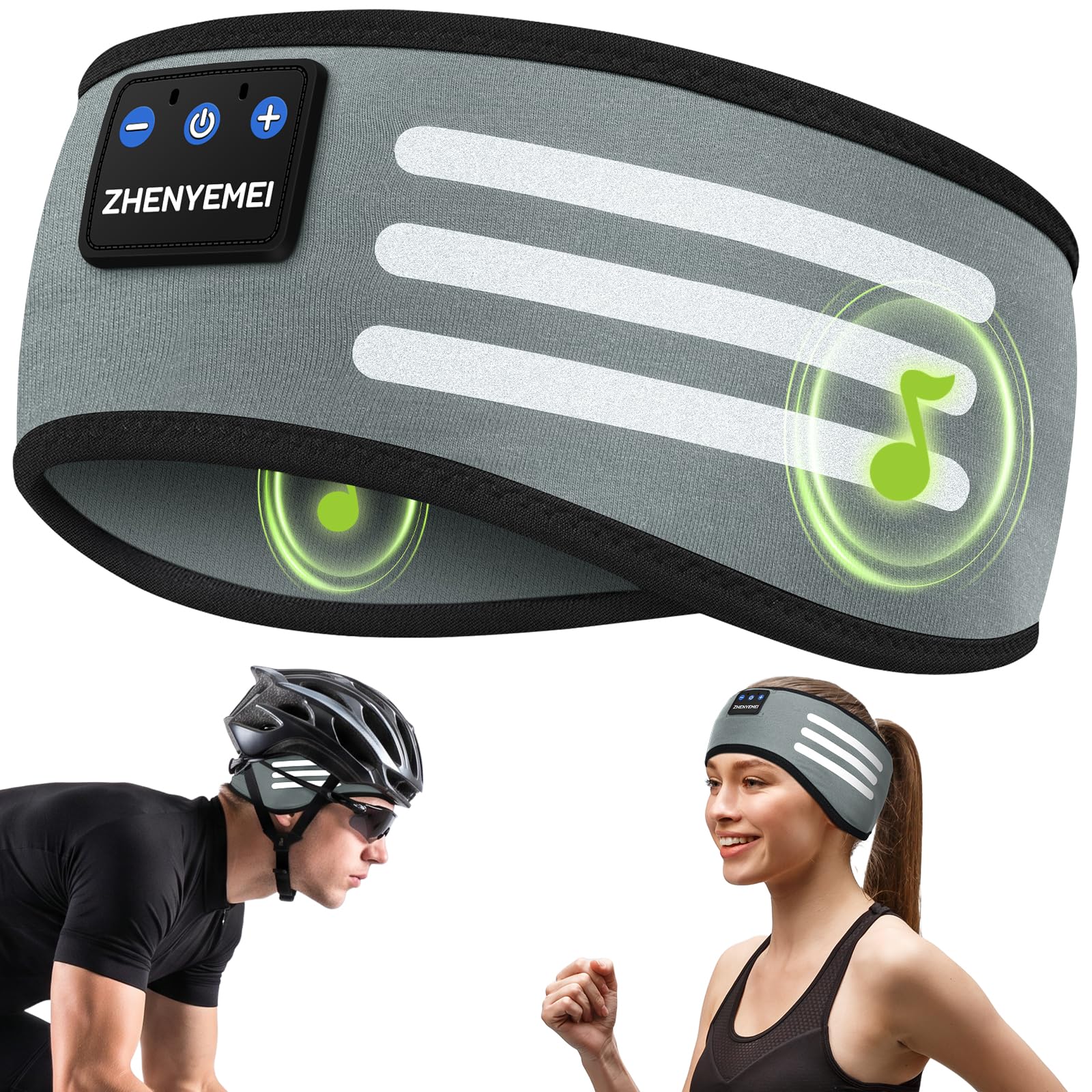Bluetooth Workout Headband Headphones with Hi-Res Audio, Wireless, Grey