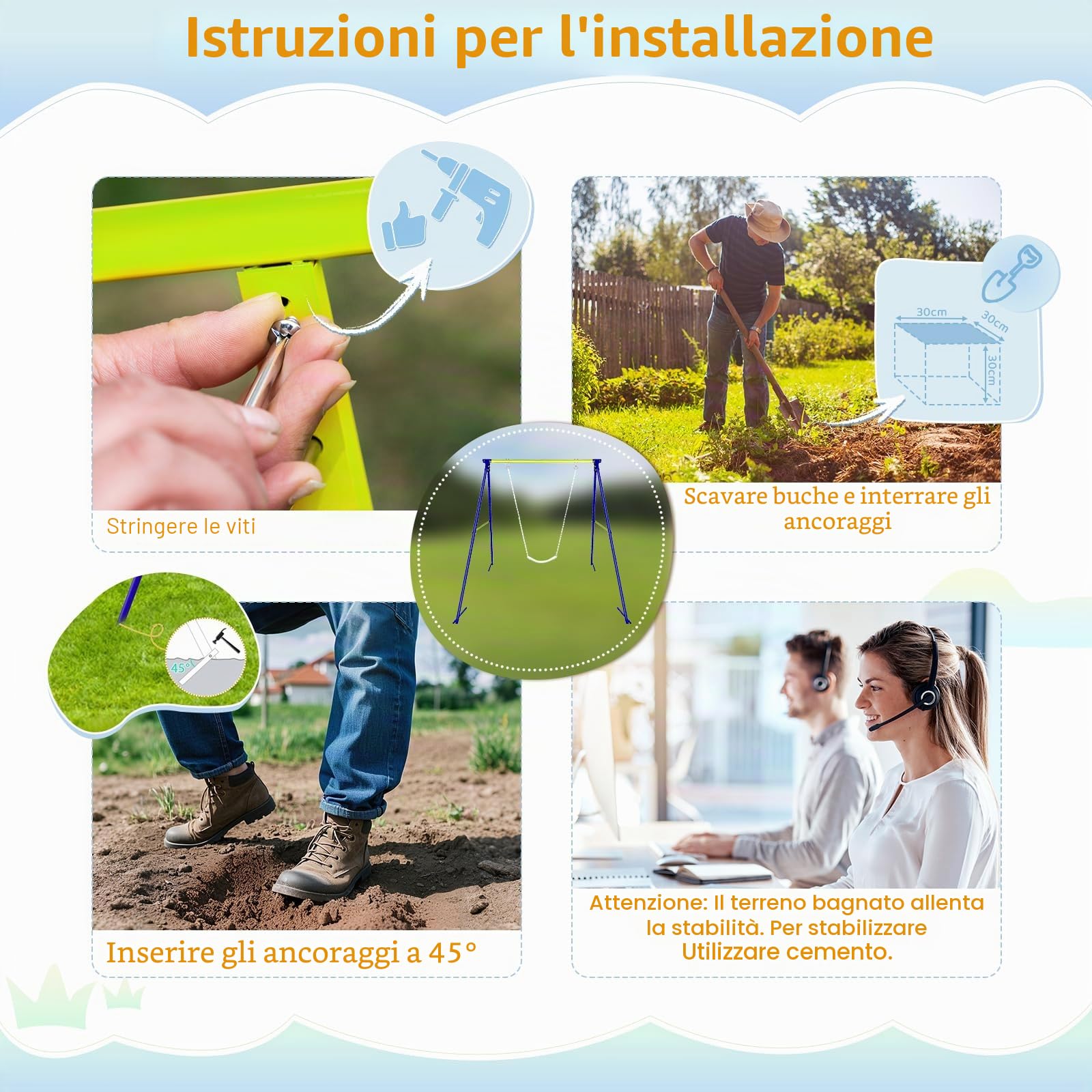 Dripex Altalena per Bambini, in metallo, fino a 200 kg, stabile e resistente, per esterni, giardino, altalena per bambinis,cala da arrampicata (singola 163x160x180cm)