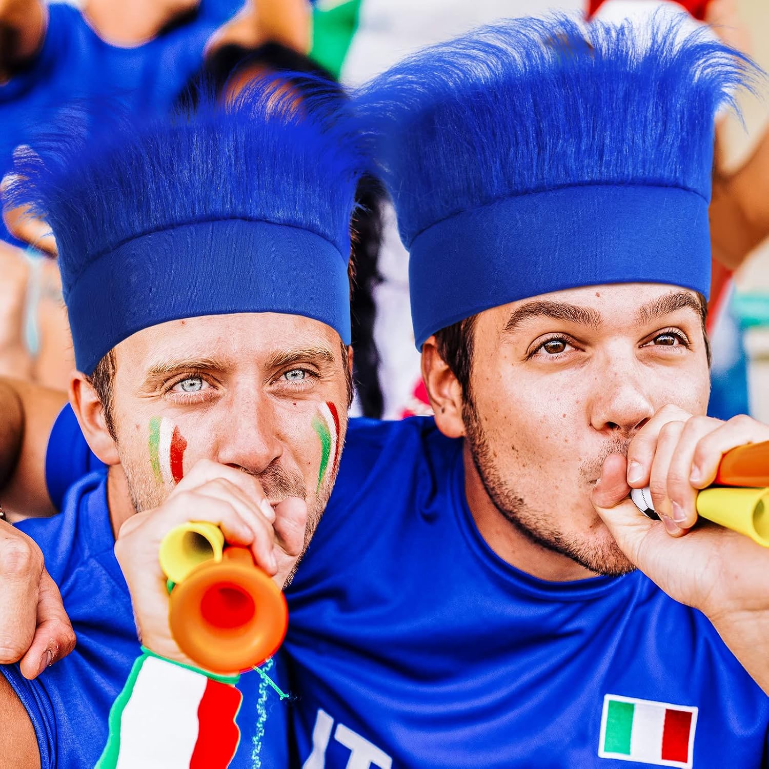 Cindeer 4 Pcs Blue Hairy Costume Headband Blue Headband Fun and Fuzzy Crazy Hair Wig Hair Costume Accessories Party for Adult - Image 2