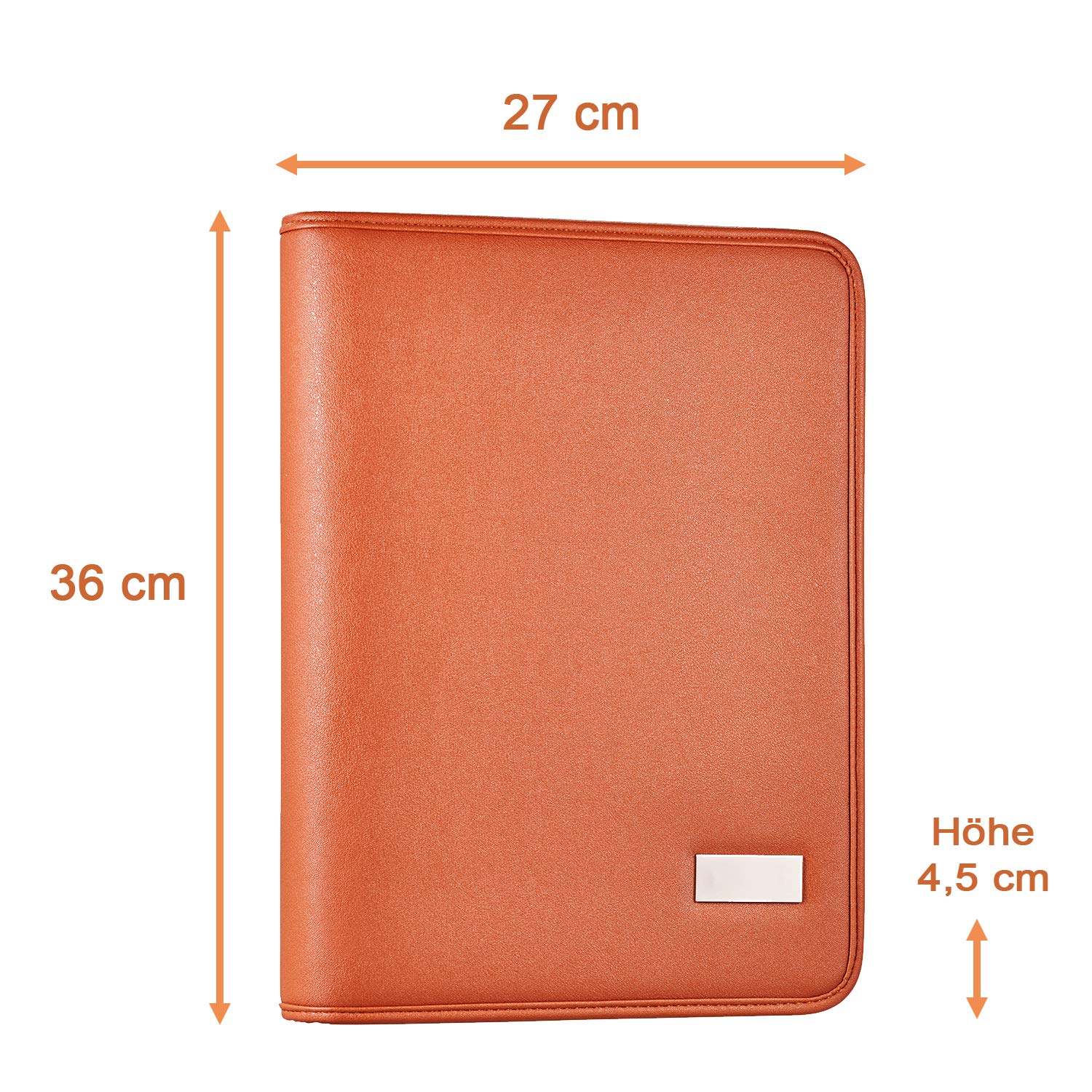 ONVAYA® Konferenzmappe A4 | cognac | Aktenmappe | Businessmappe | Schreibmappe Block | strapazierfähiges Kunstleder | Portfolio Mappe | Metallplatte für Gravur | Dokumentenmappe (Cognac)