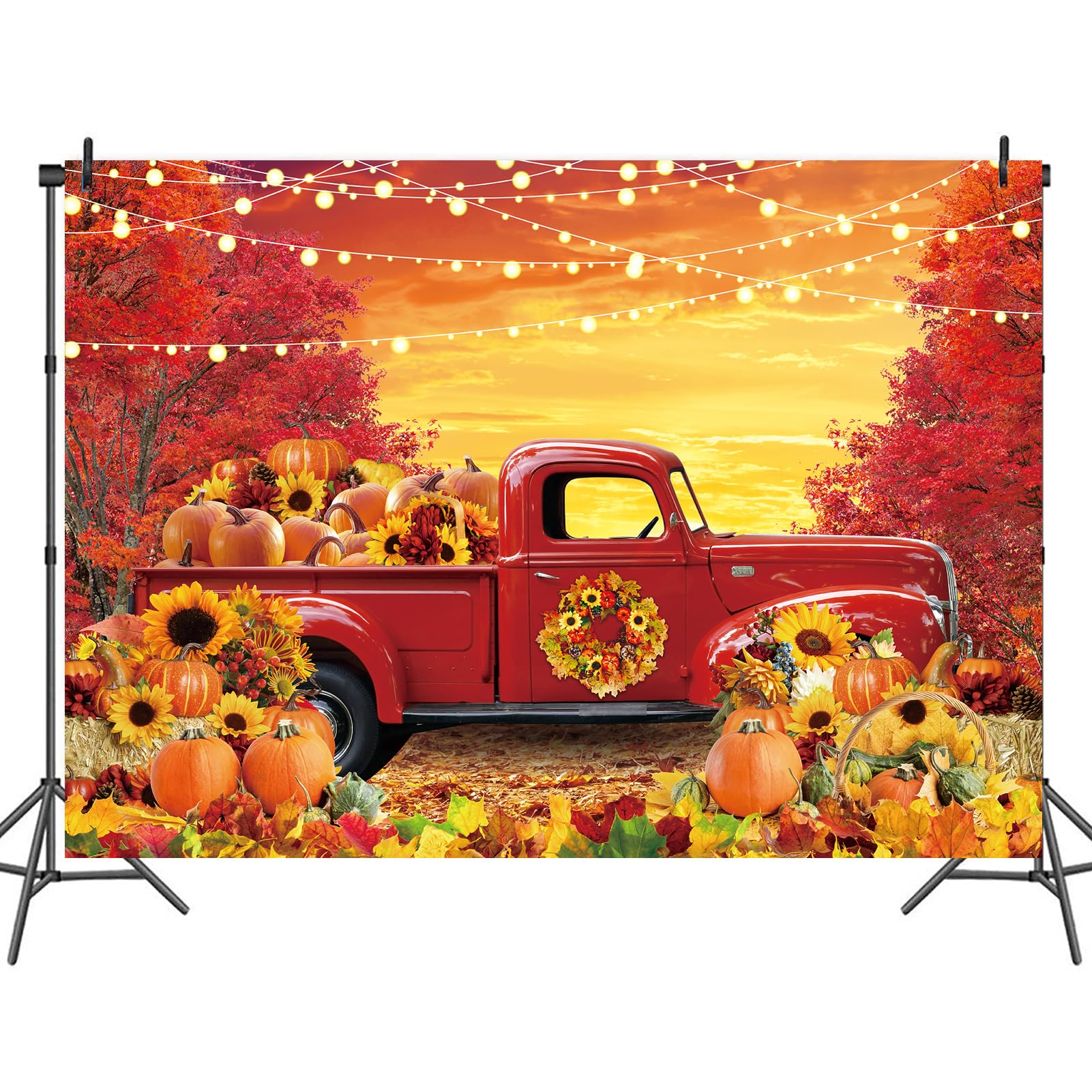 Amazon.com : Fall Forest Red Truck Backdrop Autumn Harvest Pumpkin