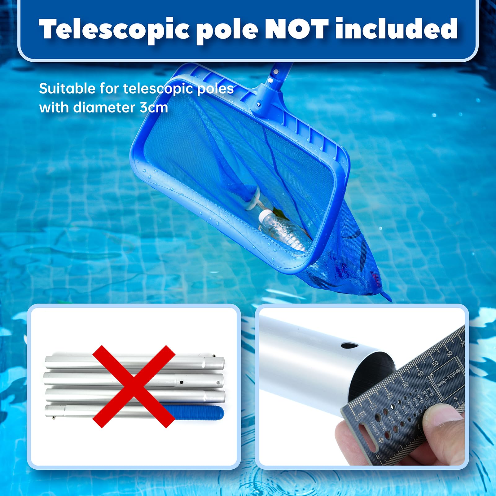 VABNEER Épuisettes de Surface pour Piscine, ramassage des Feuilles de Surface, Filet de Nettoyage pour Piscine Bassins Aquariu Thermales Fontaine