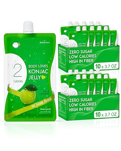 Jadamsun Body Loves Konjac Jelly manzana 20 unidades - Batido de fruta saludable coreano bajo en calorías Snack asiático sin azúcar para dieta