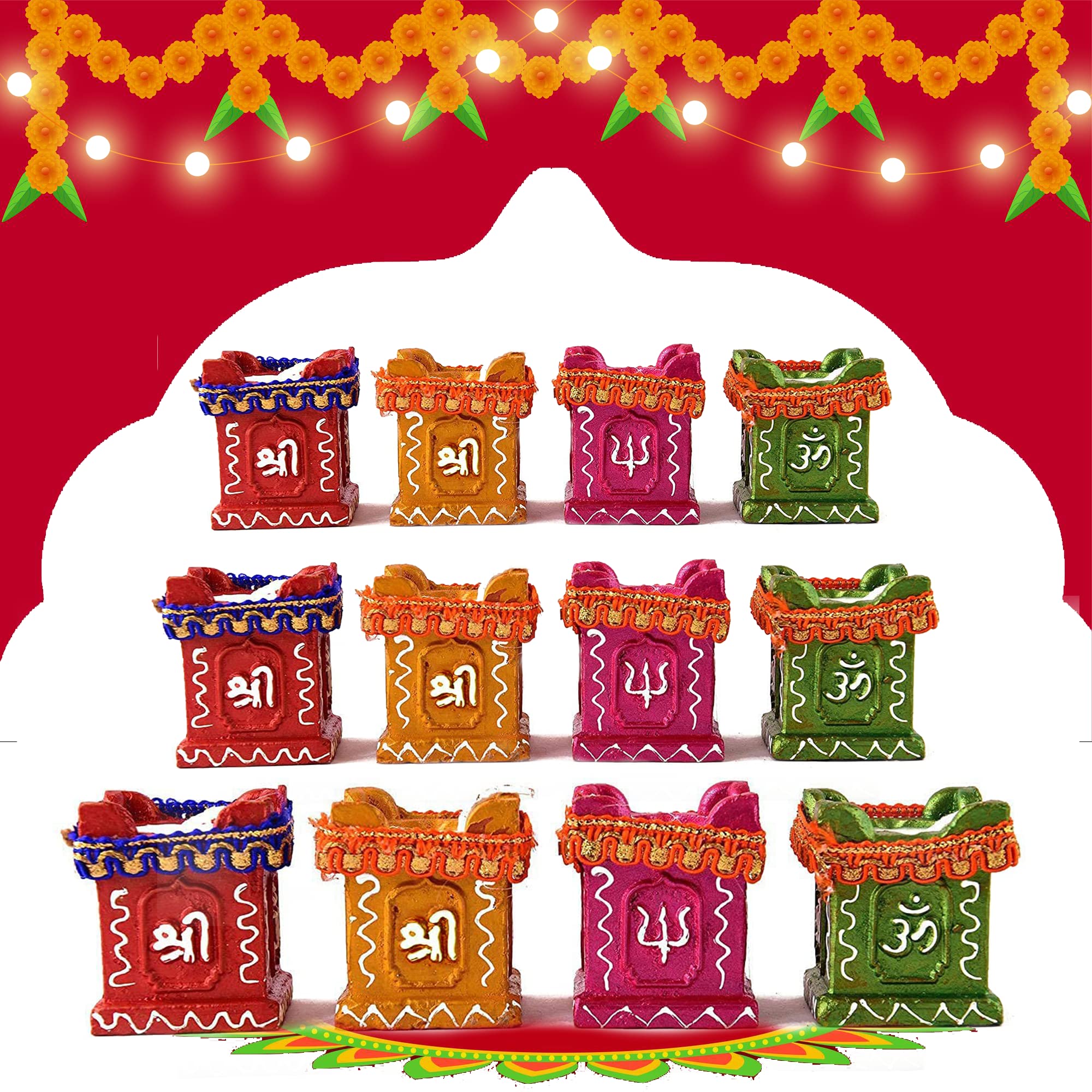 Buy CraftVatika Diya for Home Diwali Decoration Items Puja,8 Sets Handmade  Earthen Clay Terracotta Decorative Diya, Candles Pooja Purpose Outdoor  Indoor Garden Decor (12 Piece) Online at Low Prices in India -