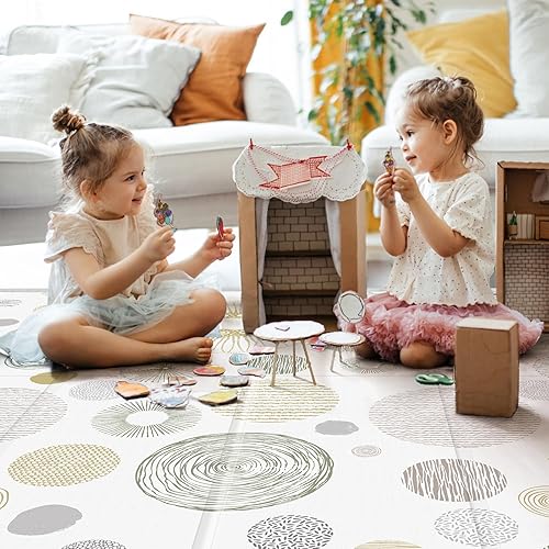 Miniatura 5 de Tapete de juego para bebé de 79 x 71 pulgadas, tapete de bebé extra grande para piso, tapete de espuma plegable XPE, tapete reversible para gatear